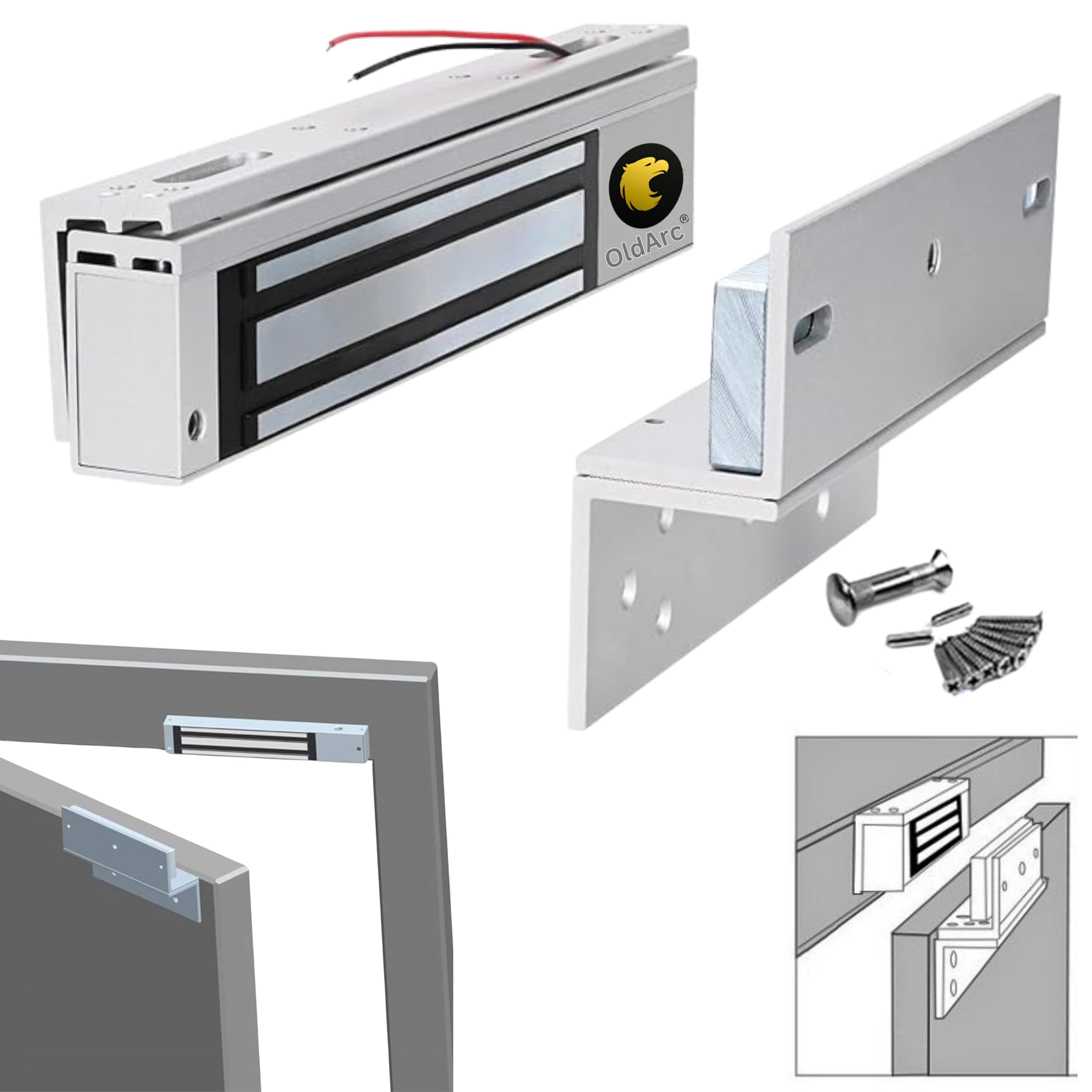 OldArc EM Lock + Z L Bracket Electromagnetic Lock 600lbs | EM Lock for Door | Z L Bracket for in Swing Door Access Control 12V DC EM Lock Wooden Door Metal Gate | Inward Opening Door Installation Kit (B0D3J7VT98) Amazon Price History, Amazon Price Tracker