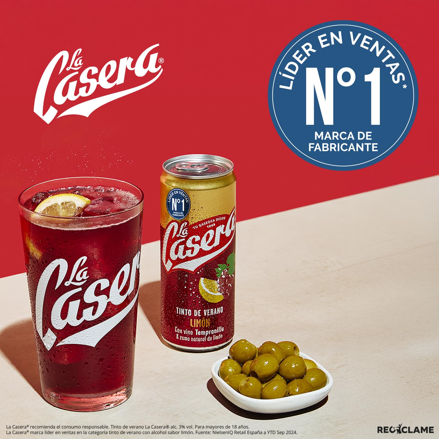 La Casera® Tinto de Verano con Limón - Lata, Pack 24 x 33 cl