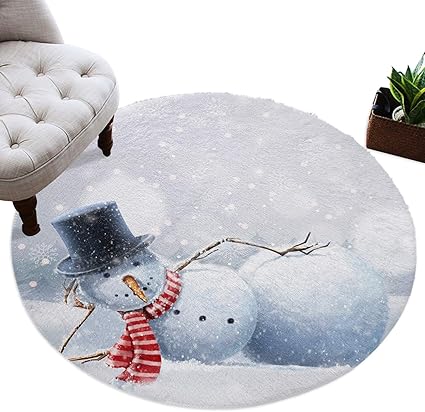 Amazon カーペット 円形 ラグマット クリスマス 雪だるま 雪ぶり じゅうたん シャギーラグ 絨毯 ふわふわ マイクロファイバー 防音 滑り止め付 床暖房 ホットカーペット対応 おしゃれ 直径 91cm Leobon Jp ラグ カーペット 通販