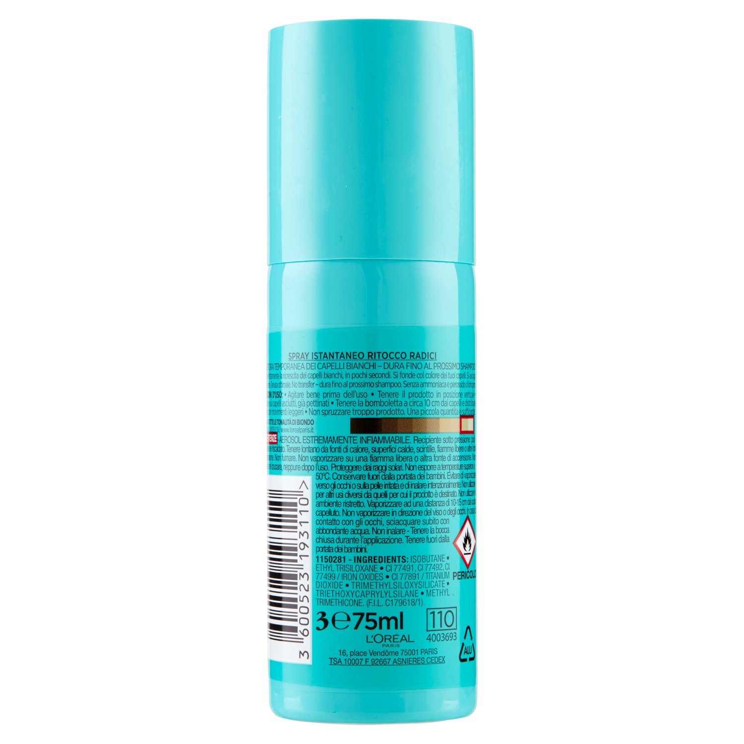 L'Oréal Paris Spray Ritocco Perfetto, Spray Istantaneo per Radici e Capelli Bianchi, Durata fino a 1 Shampoo, Colore: Biondo, 75 ml (Confezione da 2)