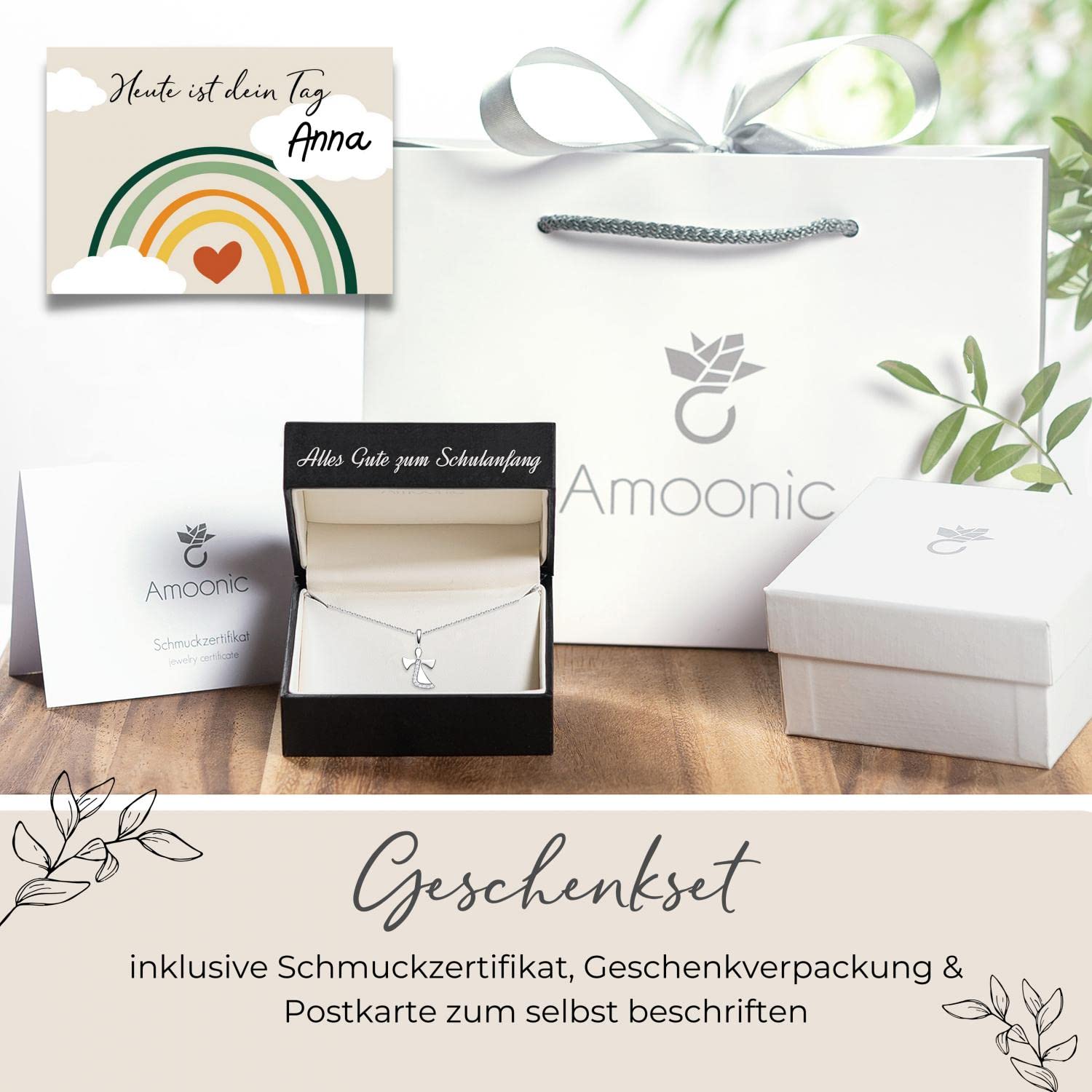 Geschenke zur Einschulung Mädchen, Schutzengel Kette Silber 925 Schulanfang | Engel-Anhänger Halskette, Geschenk zum ersten Schultag, Schulkind Schultüte Inhalt Füllung Schulanfänger, Kinder-Schmuck