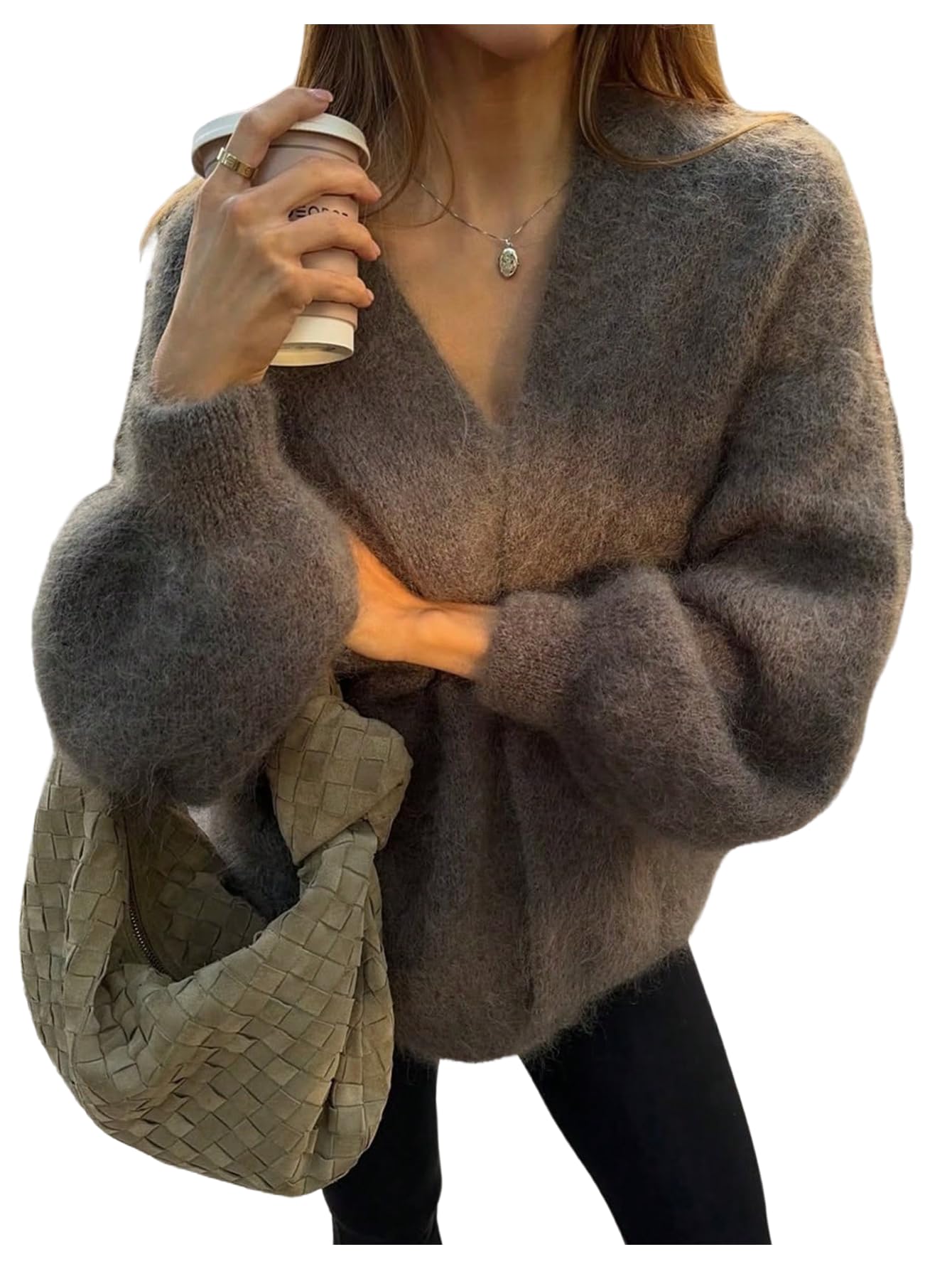 GORGLITTER Womens Oversized Fuzzy Cardigan Long Sleeve Open Front Chunky Sweater Trendy 2025