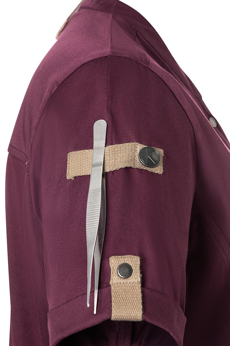 Karlowsky Damen Kochjacke Green-Generation Kurzarm Druckknöpfe Modern Fit Polyester/Baumwollmix Oeko-TEX® nachhaltig Aubergine - Größe 42