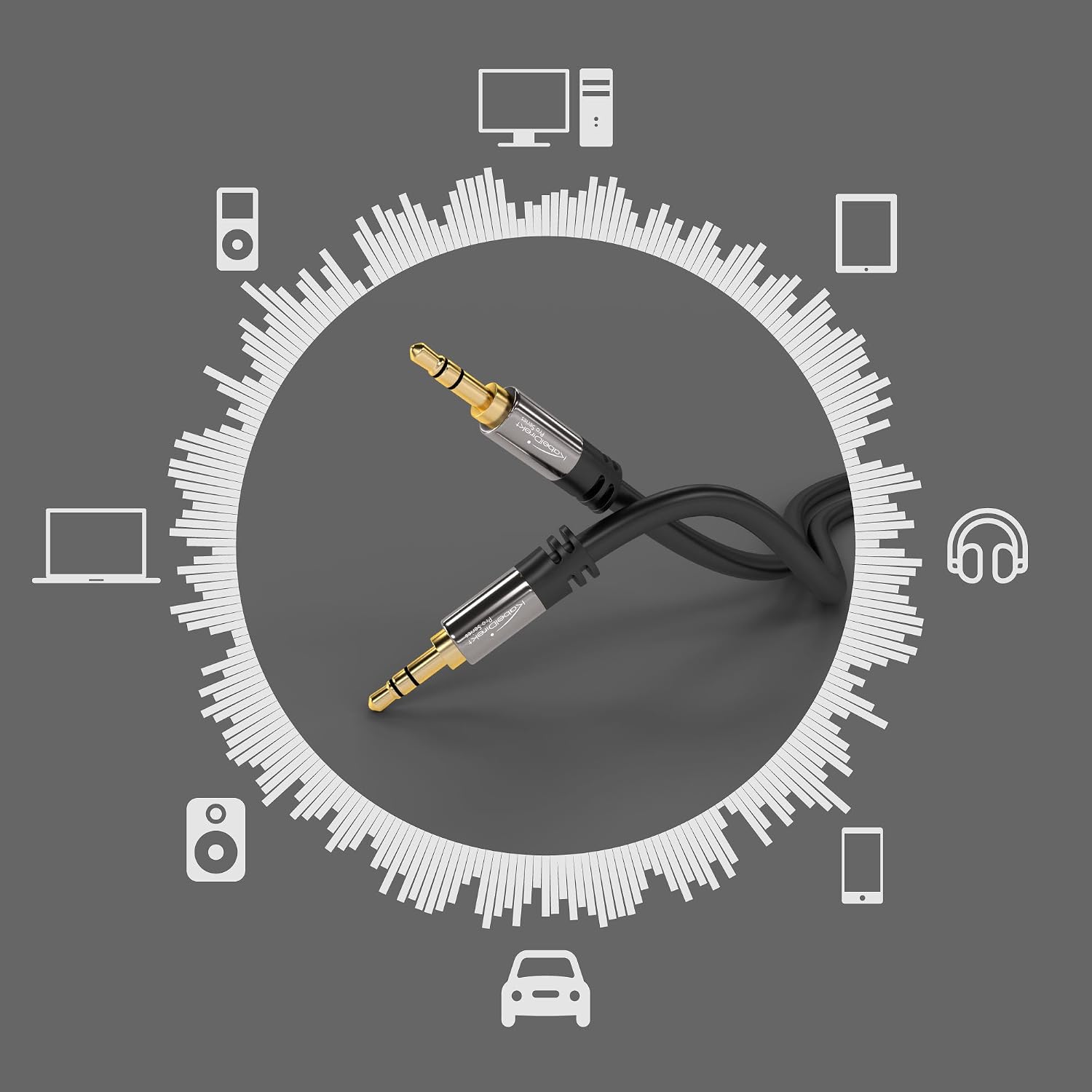 KabelDirekt – Aux Cable, Jack Cord & Audio 3.5mm Cable – 1.6ft – Available in 1.5-33ft – Suitable for Headphones – Mobile Phone – PC & Laptop Audio – Car – HiFi – Stereo, Black