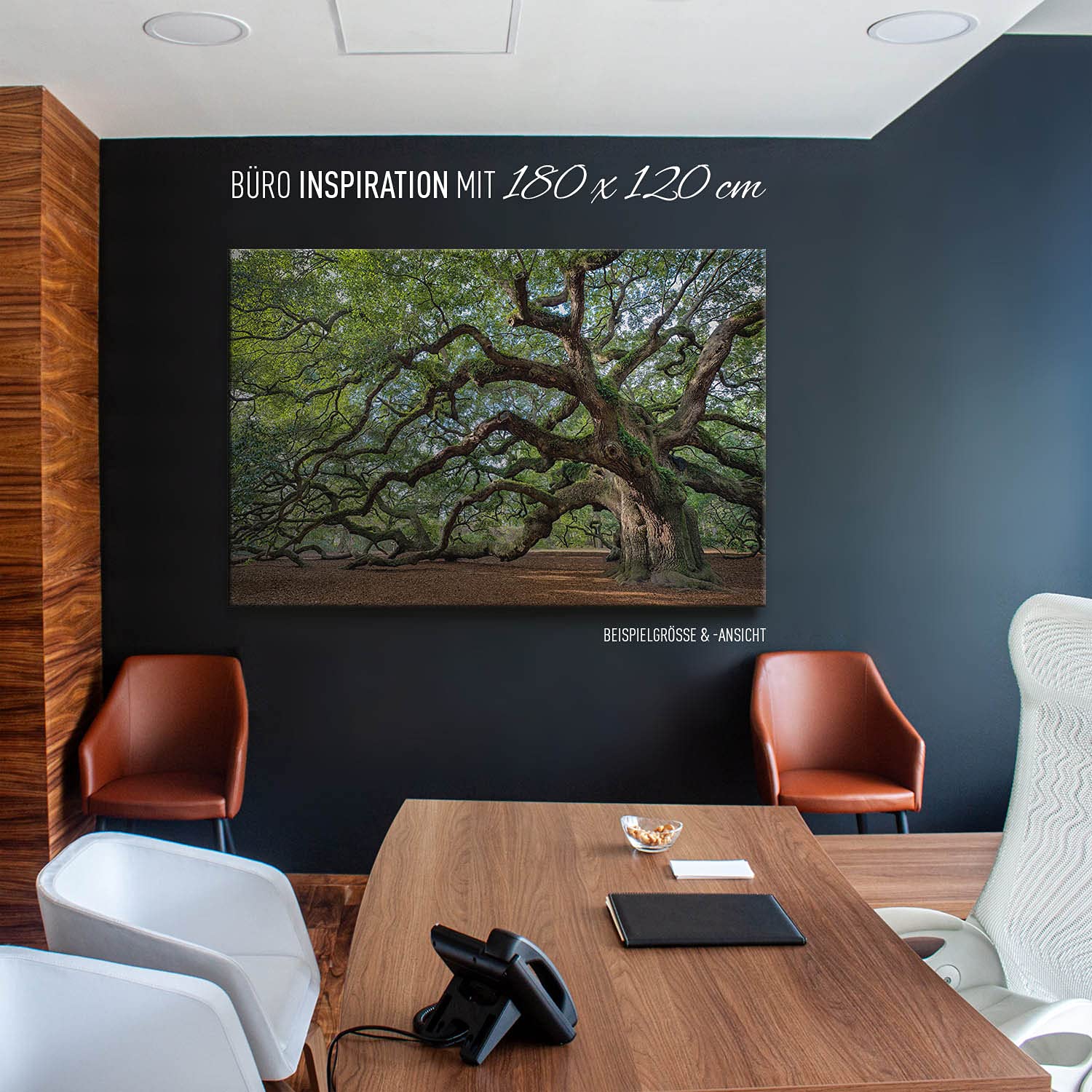 BilderKing Wandbild Baum Alte Eiche - 150cm x 100cm Leinwand auf 4cm Keilrahmen