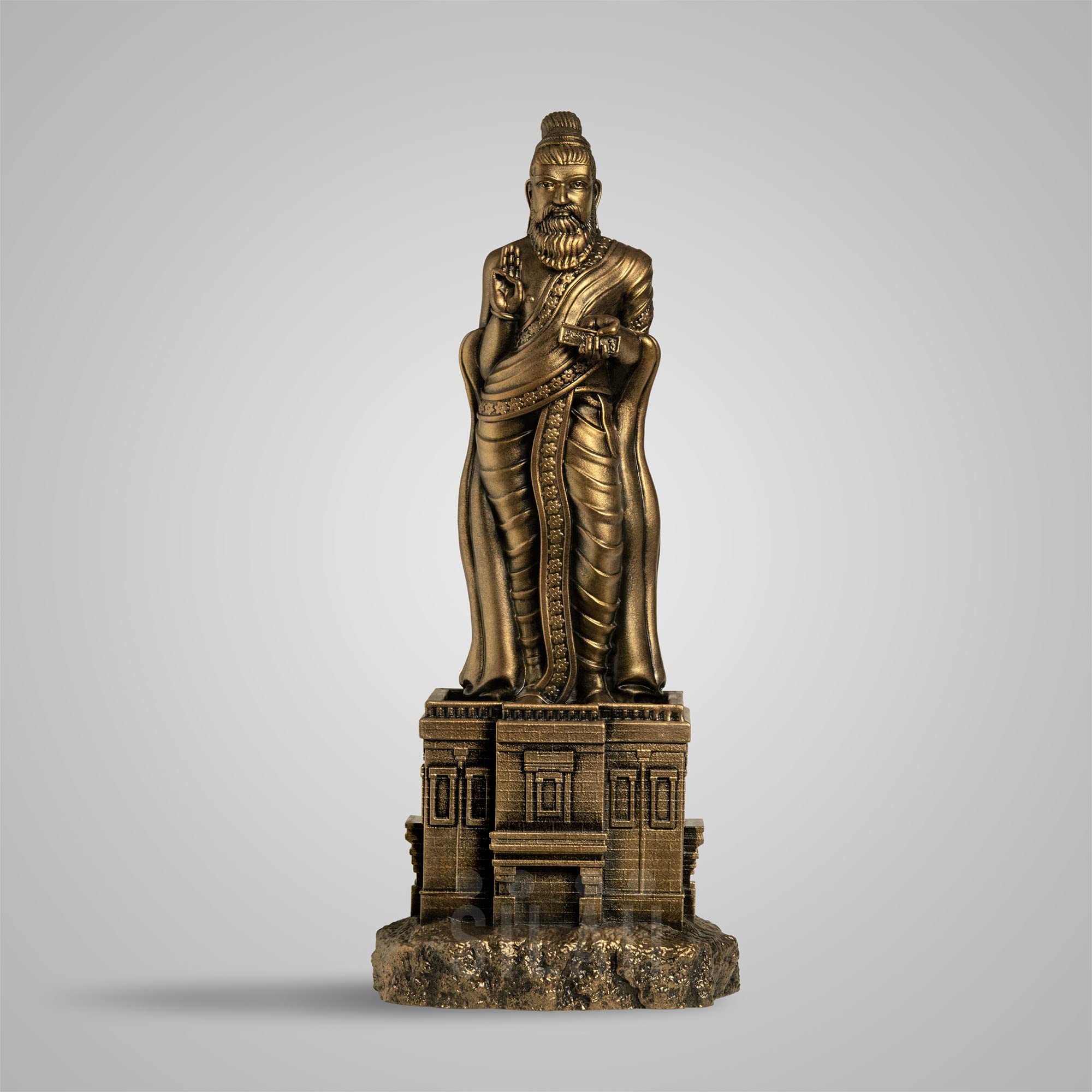 SILAII Ayyan Valluvar Full Figure Sculpture – 12 Inch | Antique Bronze Finish | Thiruvalluvar Statue for Home Decor, Office Desk & Gifting
