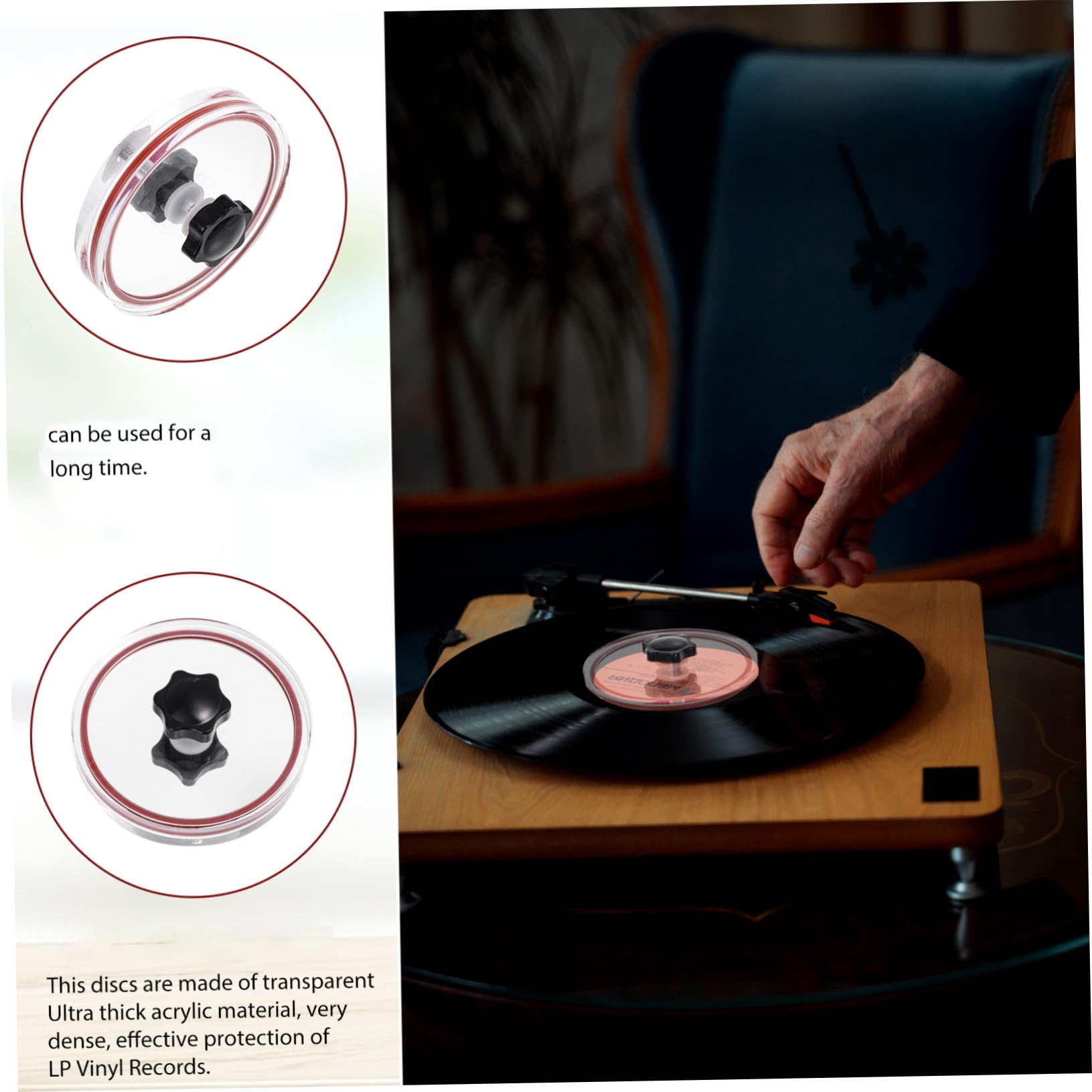 Strumento per Etichette Dischi in Vinile Acrylic, Supporto con Silicone per Pulizia e Protezione, Design R-shape