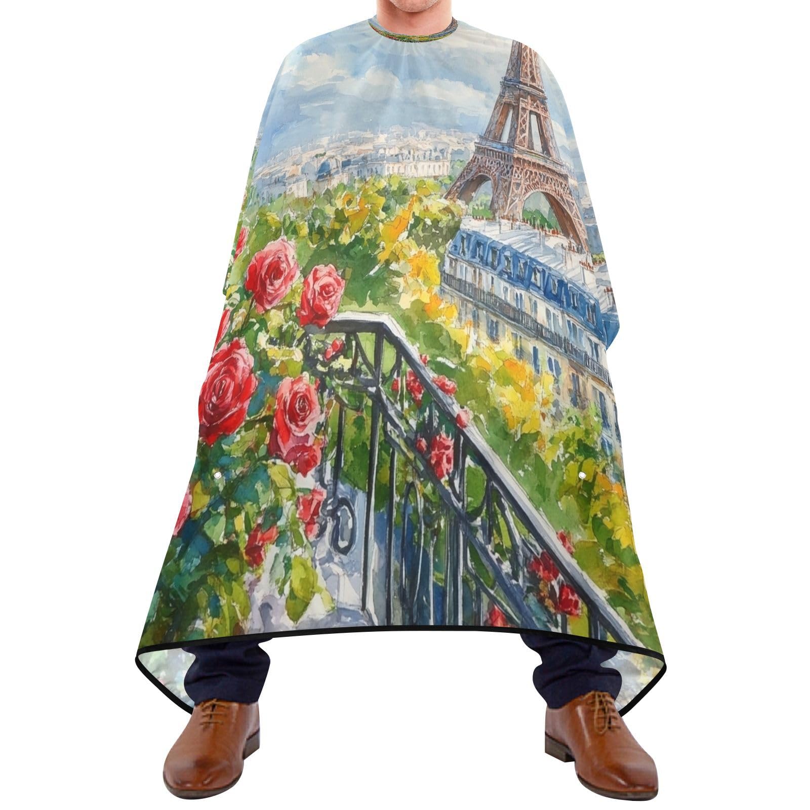 Romantic Paris Barber Cape Waterproof Polyester Hair Cutting Salon Cape Adjustable Neckline Hair Hair Cutting Beard Hairdressing Cape Accessories 55×64 Inch-image-42