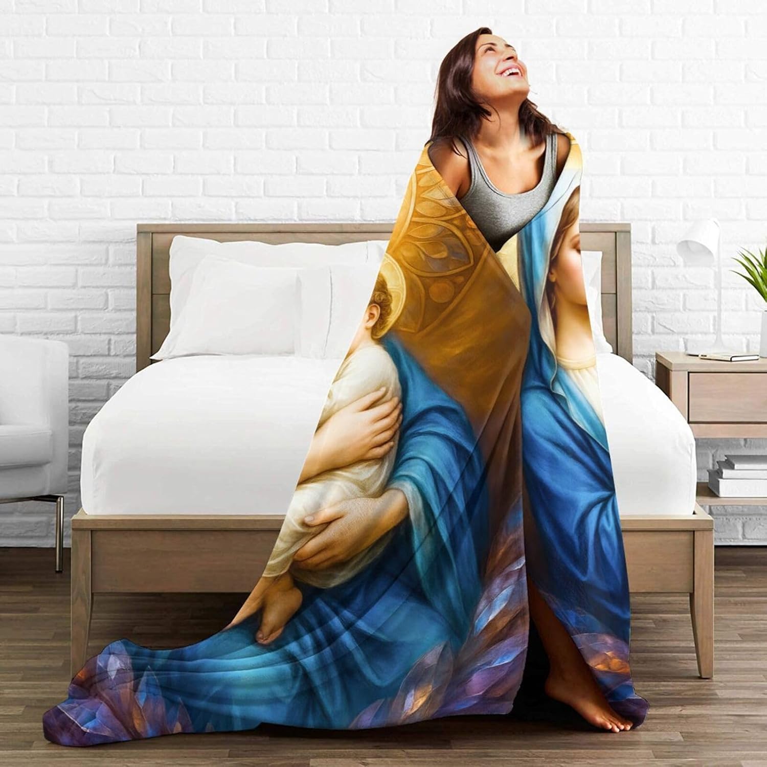 Virgin Mary Blanket Mother of God Throw Blanket Catholic Religious Soft Cozy Fleece Fuzzy Christian Stuff Plush God Faith Flannel Gifts for Girls Women Boys Kids Adults 40''x50'' - Image 7