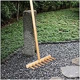 Full Size 4ft Zen Garden Rake, Japanese Nature Wooden Rake for Outdoor Garden Rock Sand, Round Teeth