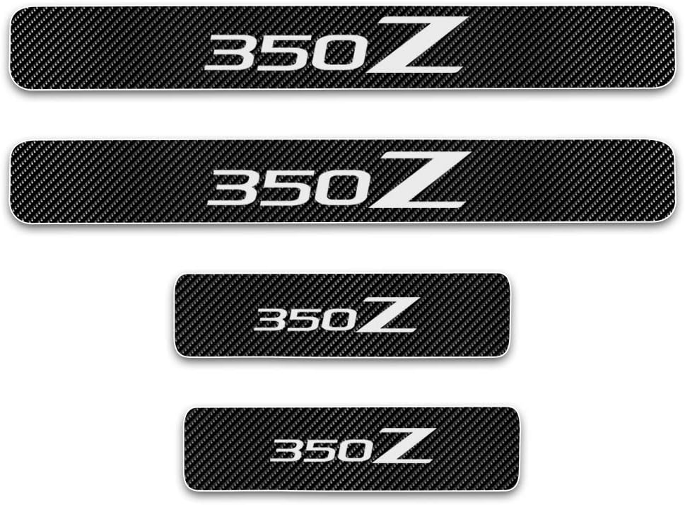 for Nissan 350Z Door Sill Protector Reflective 4D Carbon Fiber Sticker Door Entry Guard Door Sill Scuff Plate Stickers Auto Accessories 4Pcs White