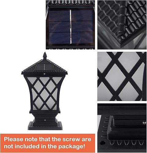 Miniatura 6 de Kendal Lámpara de luz LED accionada solar al aire libre grande (negro-8408-2packs)