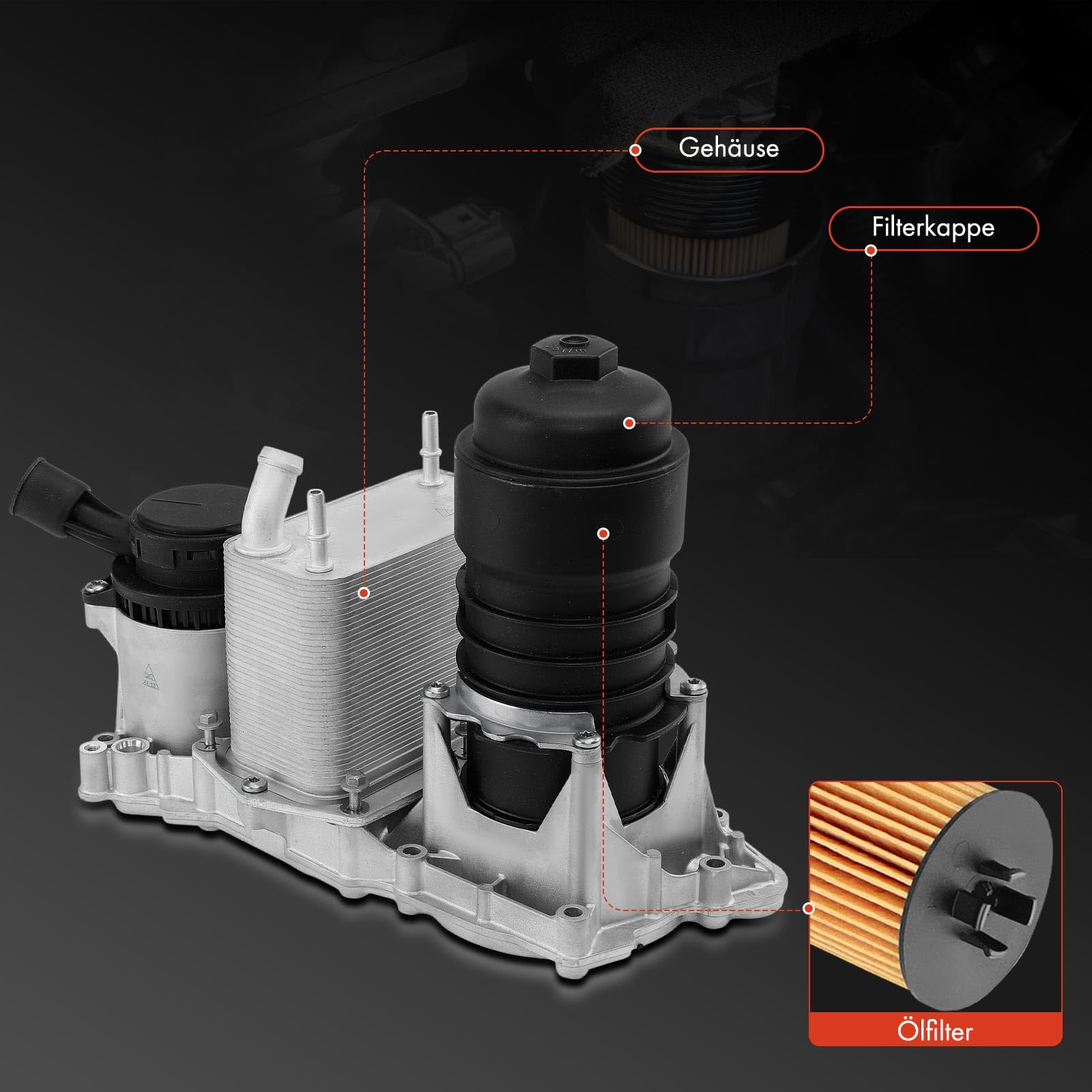 Frankberg ölkühler ölfilter Kompatibel mit R.a.n.g.e R.o.v.e.r III L322 3.6 D 4x4 R.a.n.g.e R.o.v.e.r Sport L320 3.6 D 4x4 Replace# 6H4Q6C711CF