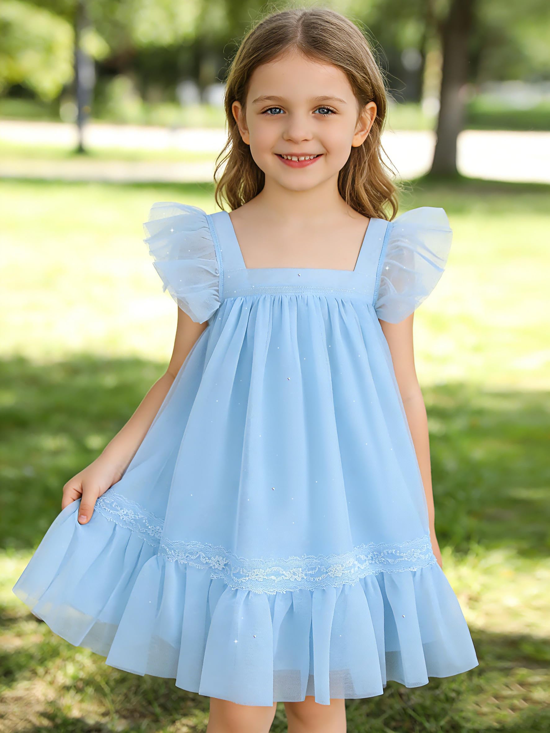 ZOEREA Vestido de Tul para niña pequeña, Volantes, sin Mangas, Vestido para niña para cumpleaños y Tiempo Libre 18M–6 años