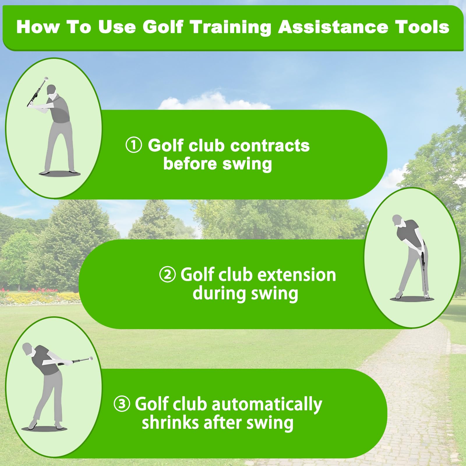 Allenatore Swing Golf Telescopico con Suono Ritmico, Ausilio Allenamento Golfisti Portatile, Allenatori Impugnatura Golf Retrattile, Accessori Formazione Golf Indoor per Battuta Velocità,Forza Pratica