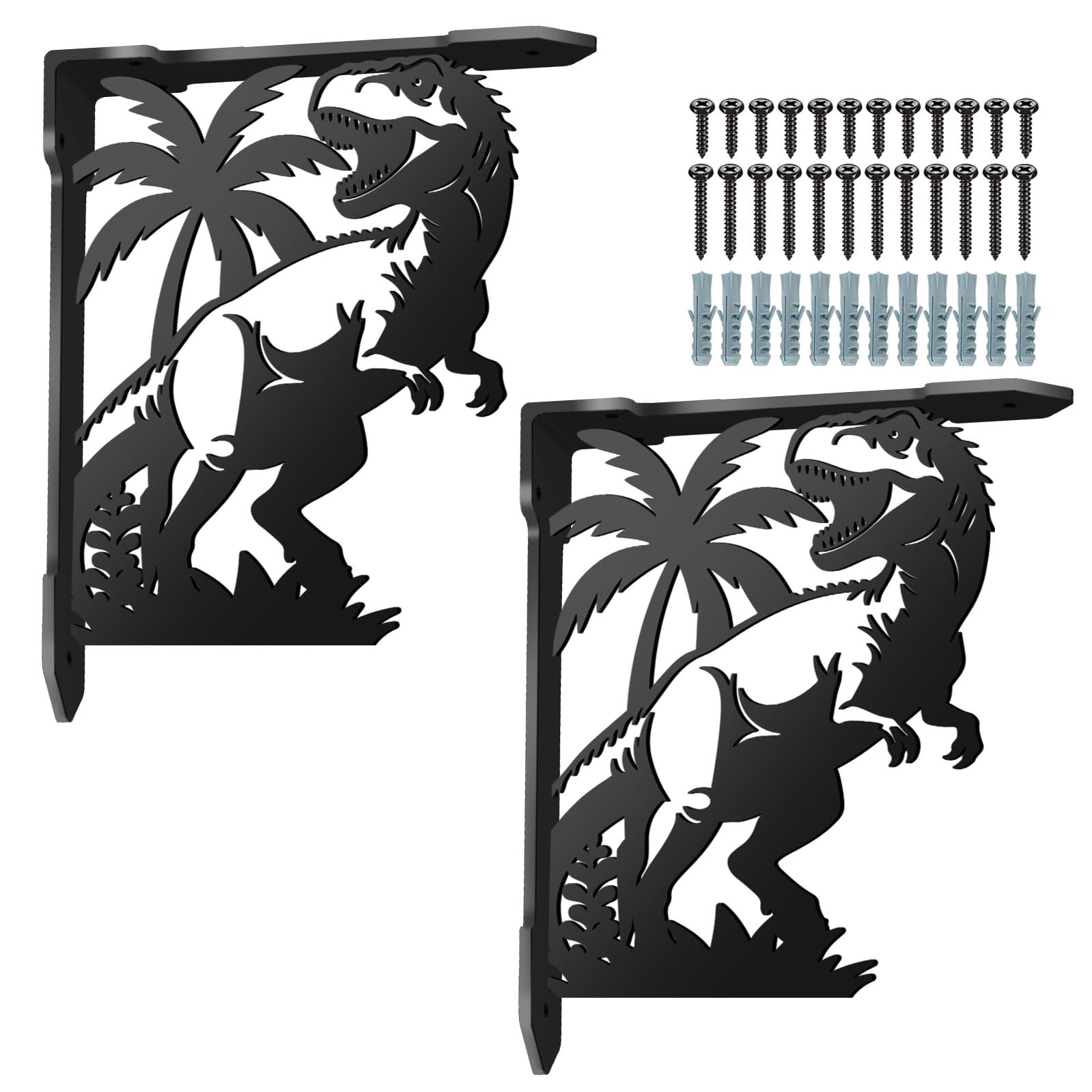 Équerres métalliques décoratives dinosaure pour fixer vos étagères
