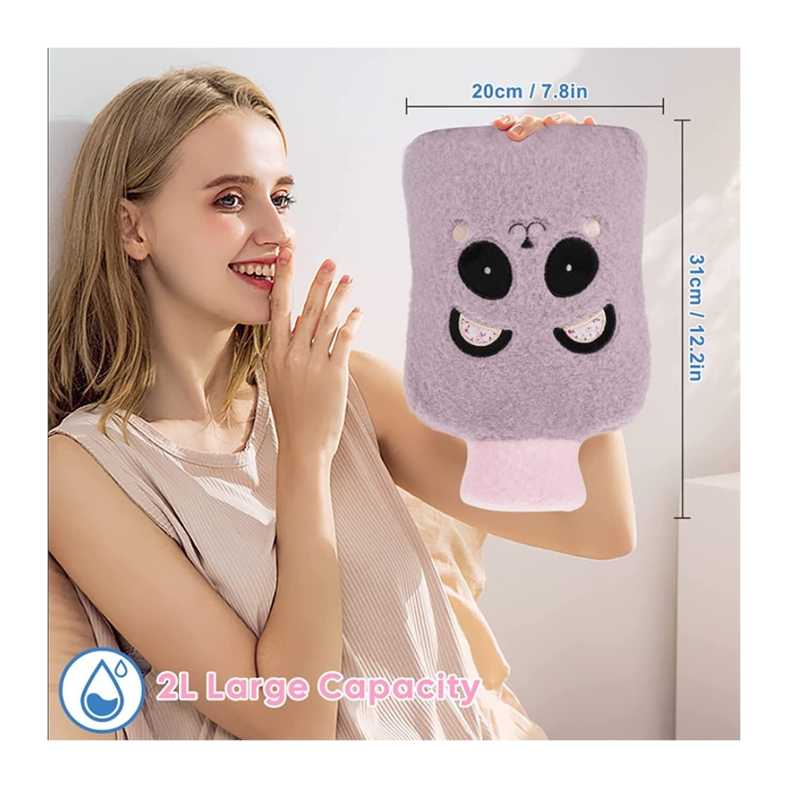 Bewässerungswärmflasche 2L Rubber Hot Water Bag for Cold Hand Feet Warmer Neck and Shoulder Pain Relief Portable Hot Water Bottles for Christmas Woman Wärmflasche mit Wassereinspritzung ( Color : 02 )
