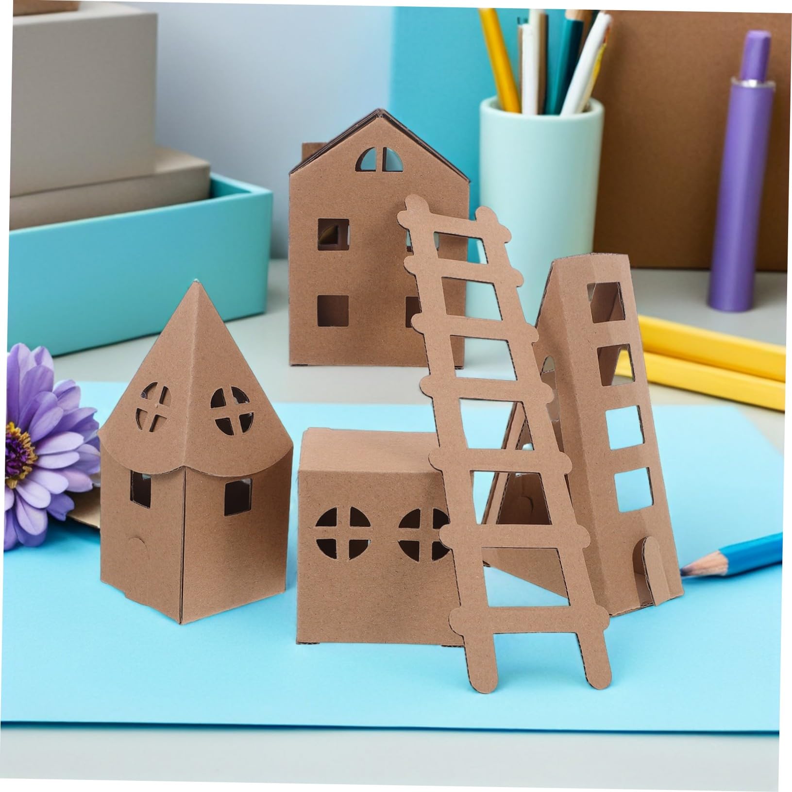 KONTONTY Kit Miniatura da Assemblare e Colorare Modellino Casa Piccola per Attività Creative e Giocattoli Artigianali per Studenti