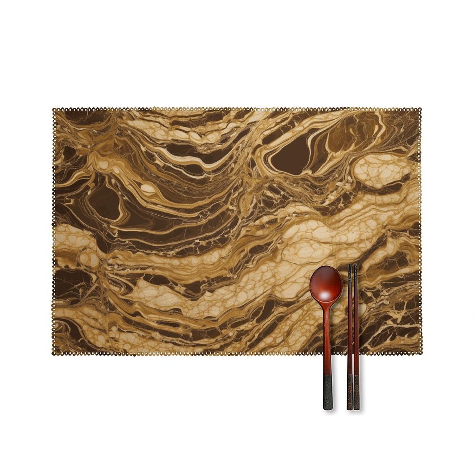 Fekiloot Style Golden Marble Placemats Set Of 6,Table Mat