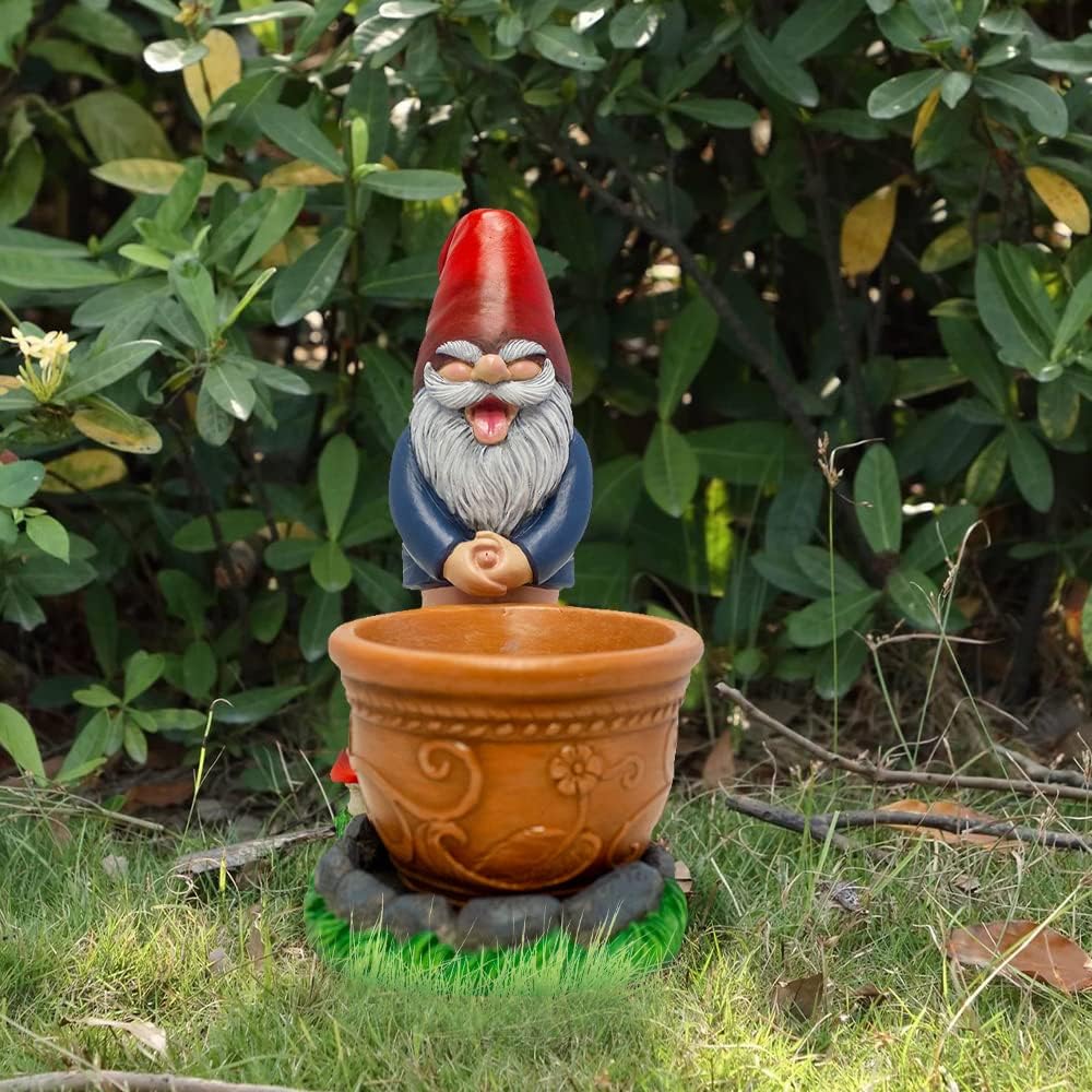 World of Wonders Novelty Funny Garden Gnome Flower Pot | Small Resin Planters for Outdoor Plants | Gnome Garden Decor | Garden Figurines and Statues - 9.5"