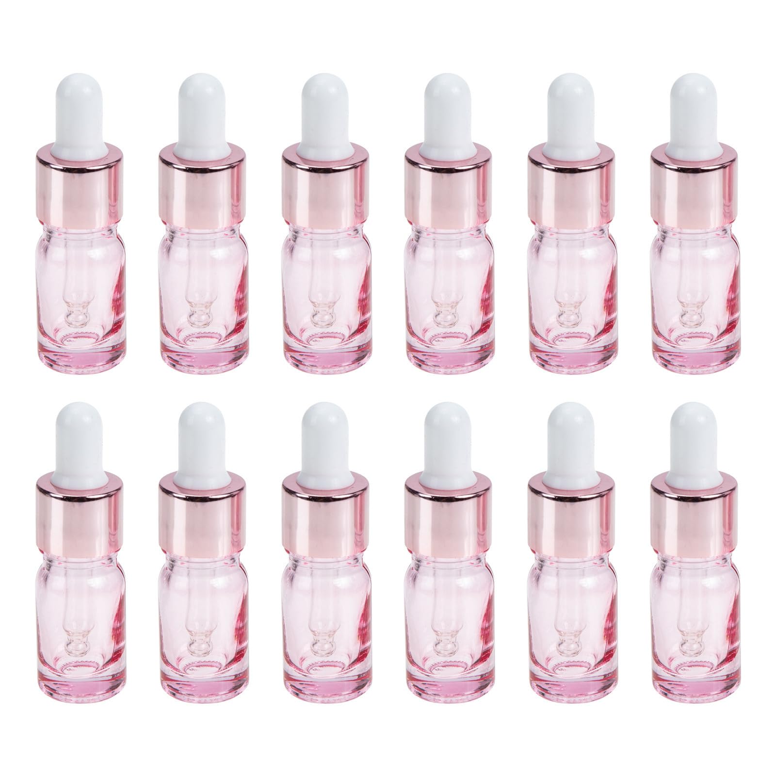DOITOOL 35 Stück 5ml Glas Kosmetikflaschen mit Roségoldener Pipette Wiederverwendbar und Sicherem Material für Tägliche Schönheitsanwendungen und Reisen