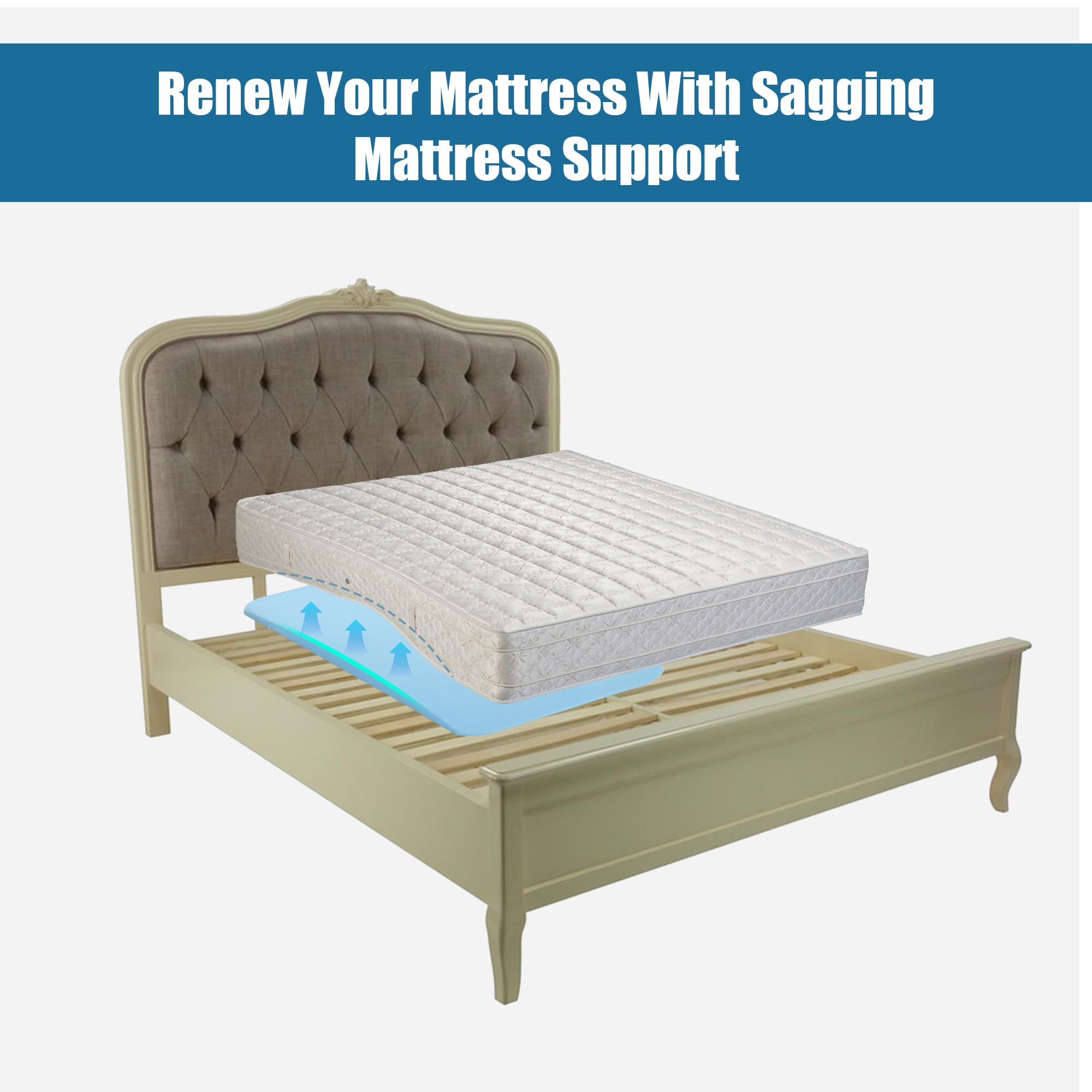 MABOZOO Dichte schlaffe Matratzenstütze, Dickes Untermatratzenstützbrett zum Fixieren von schlaffen Betten, Matratzen-Stützkissen für tiefes Doppelbett, Queen-Size-Bett, Kingsize-Bett (152,4 x 61 x