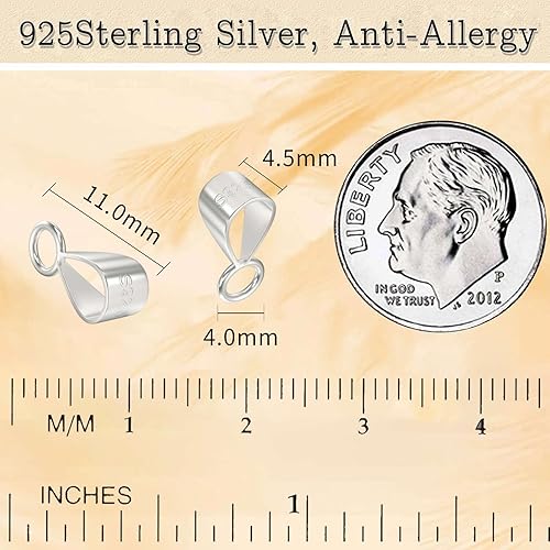 Miniatura 2 de 6 piezas de plata de ley 925 con cierre deslizante y cierre de fianza con bucle cerrado, fianzas S925 para fabricación de joyas fabricadas en Italia