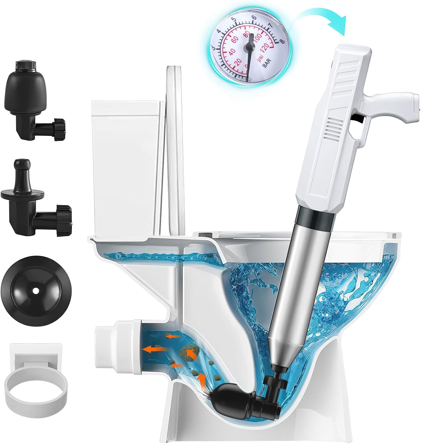 Electric Toilet Plunger, Biupky Electric Air Plunger for Drain, Sink Plunger Kitchen Bathroom, Air Plunger for Toilet Unclog In One Shot, High Pressure Toilet Plunger Heavy Duty - Amazon product rated Grade F