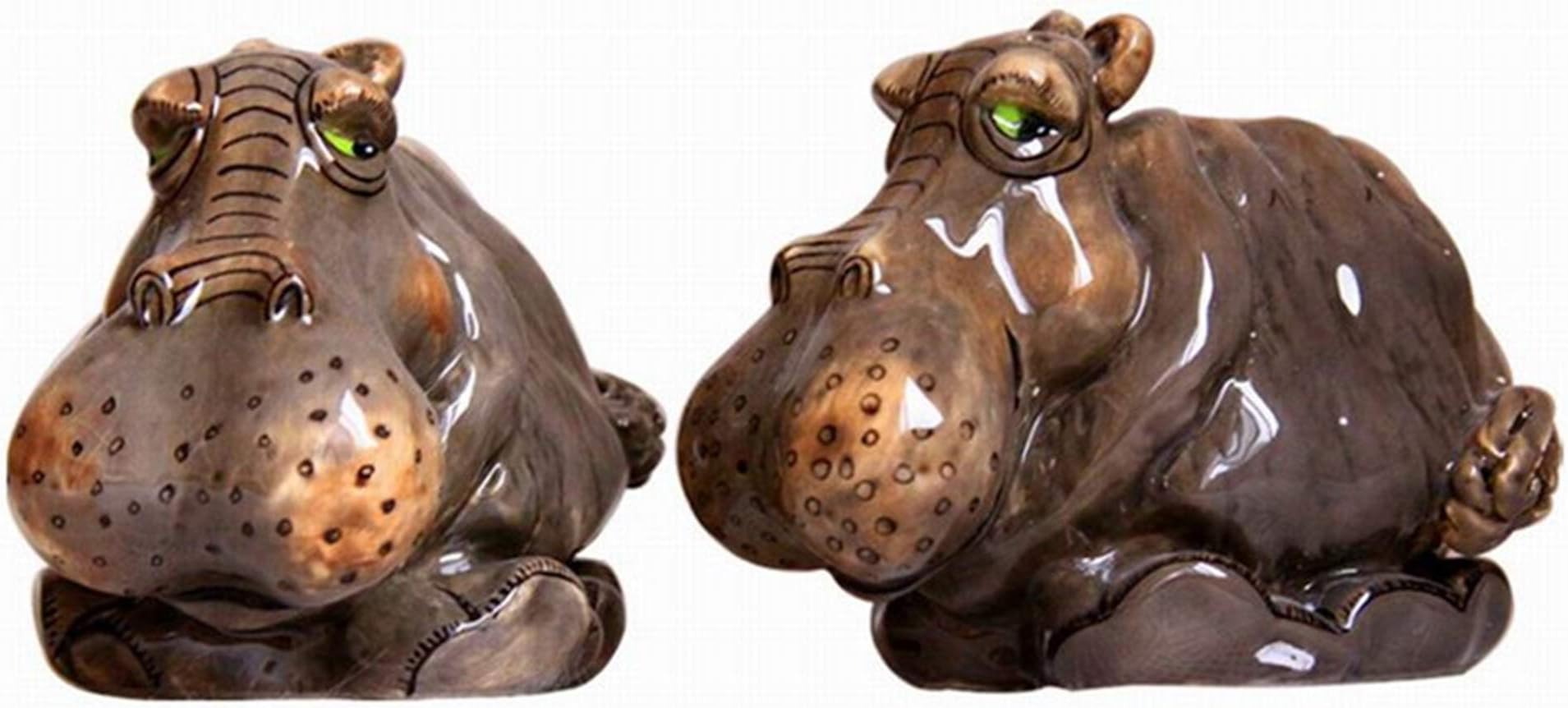 Blue Sky Clayworks Clay Harper Hippo Ceramic, Blue Tabletop and Display