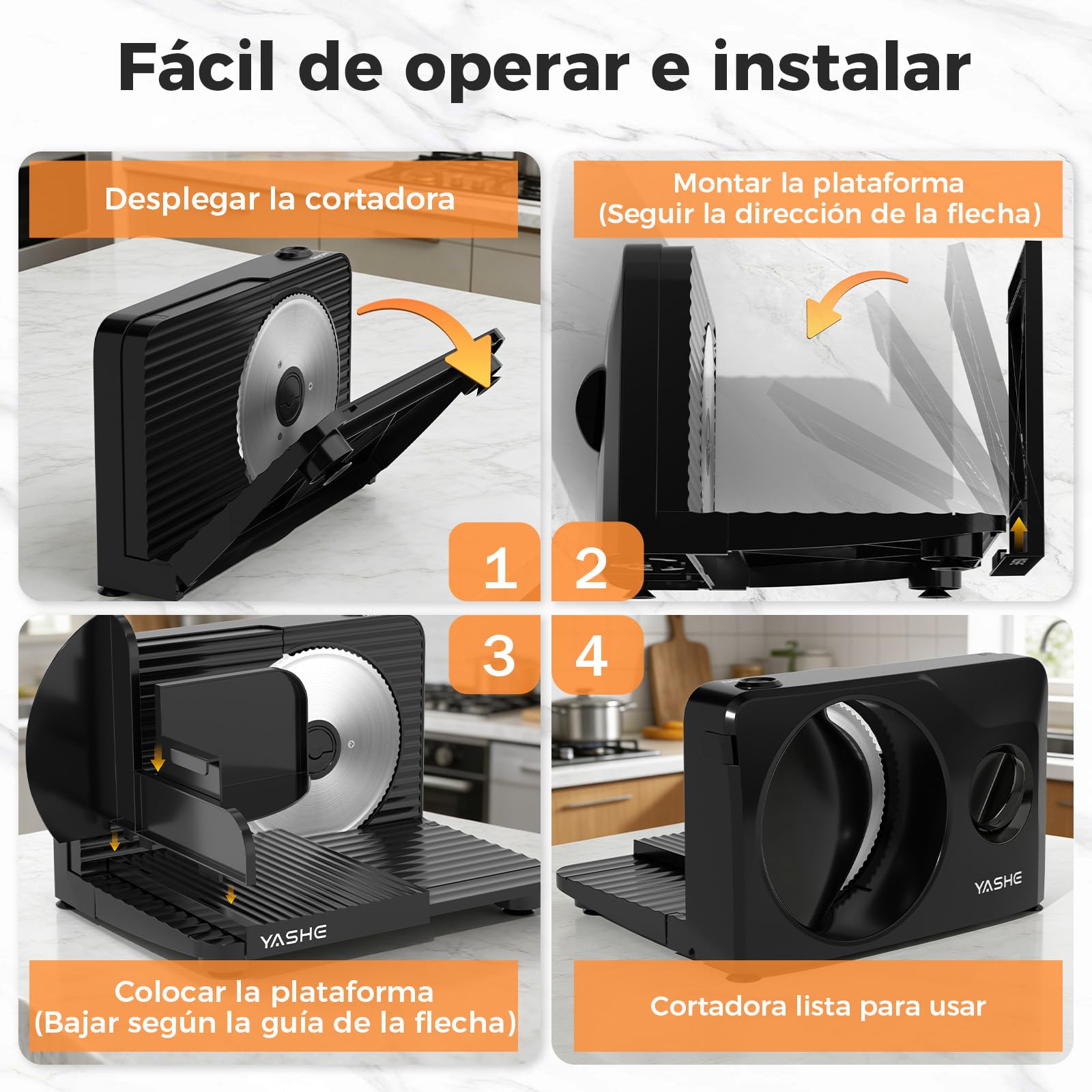 YASHE Cortadora De Fiambre Plegable Eléctrica, 180W Cortafiambres Con Grosor Ajustable 0–15 Mm, Hoja De Acero Inoxidable 17 Cm, Compacta Y Fácil De Guardar Para Carne, Queso, Pan Y Verduras, Negro