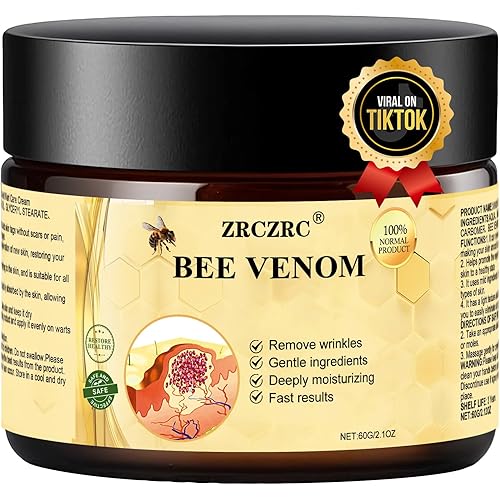 Bee Venom Skin Treatment Cream, Bee Venom Comprehensive Cream, Face lifting and firming, Effective In Reducing Skin Blemishes, Gentle and Non-irritating, Suitable For All Parts 2.1 Ounce (Pack of 1)