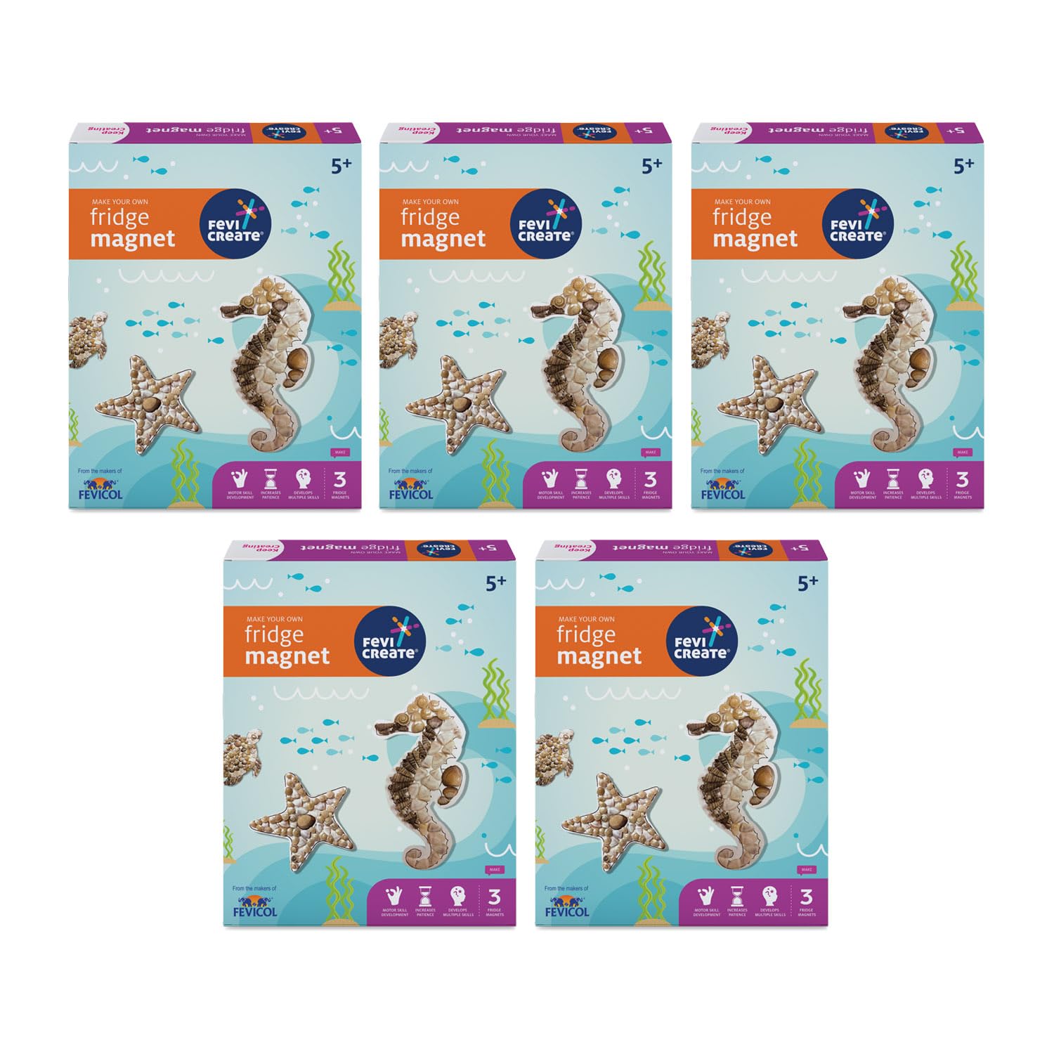 Fevicreate DIY Marine-Themed Fridge Magnet Kit Turtles, Seahorses and starfishes Designs with Art Materials All-in-one Art and Craft kit for Girls and Boys 5+ Years, Pack of 5 (B0BHSCZSVT) Amazon Price History, Amazon Price Tracker