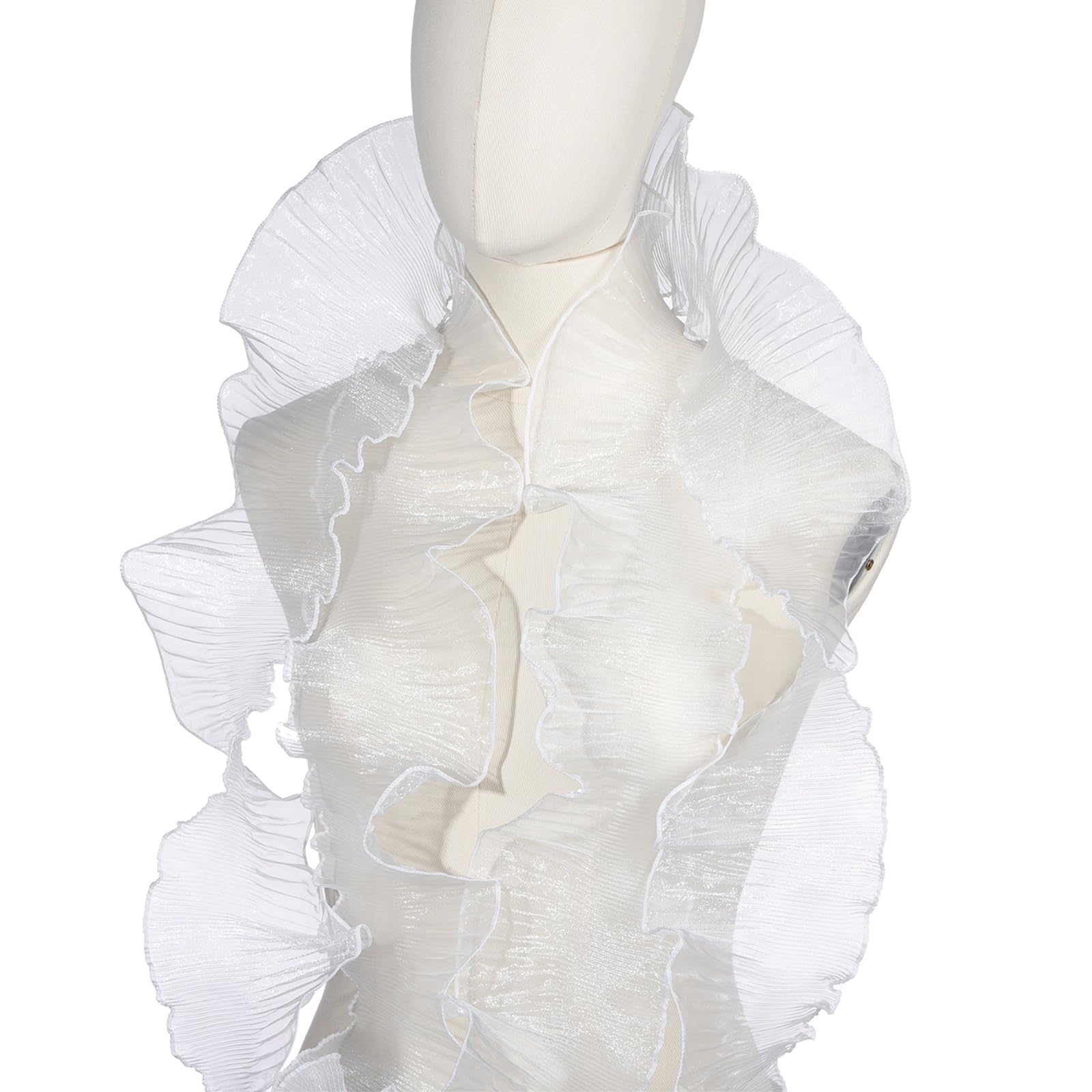 Photo 1 of PATIKIL Ruffle Lace Trims, 5 Yards Retro Organza Fabric Trim Tulle Decorative Ruffle Lace Border for DIY Sewing Dress Bag Costume Trimming Craft Cake Decor, White