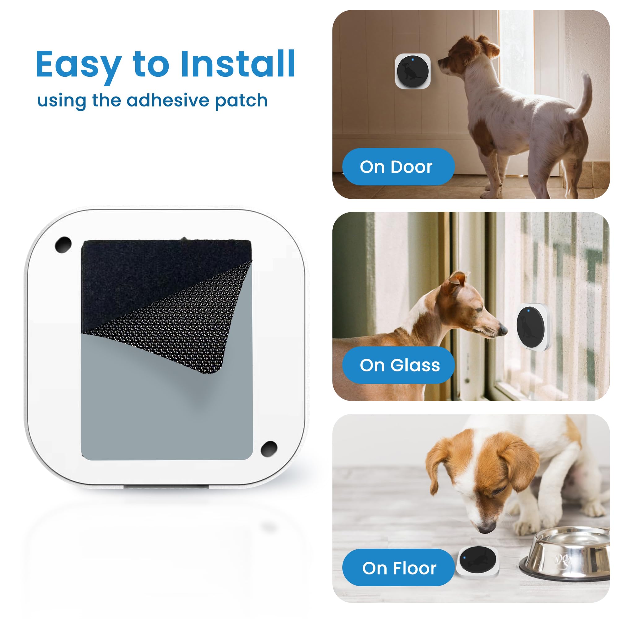 Timbre para perro para entrenamiento de orinal de puerta, timbre inalámbrico para puerta de perro que funciona a 1000 pies con botón táctil impermeable IP65 resistente a las mordidas, 4 modos
