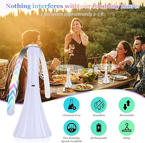 Miniatura 7 de Ventiladores de mosca recargables para mesas, ventiladores de mosca Belfans para mesas al aire libre USB, ventiladores de mosca para mantener las