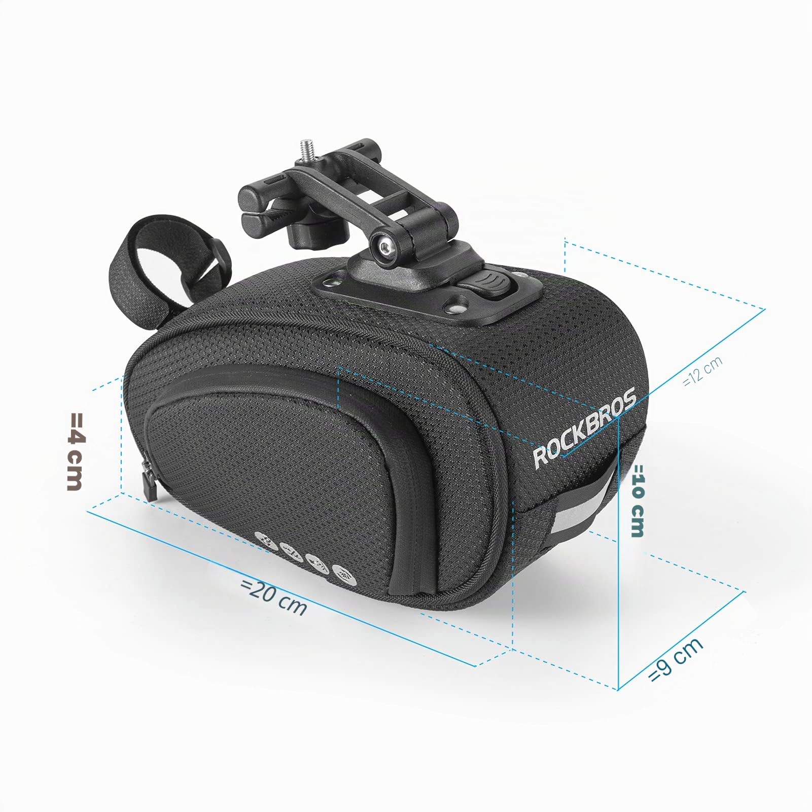 ROCKBROS Sacoche de Selle de Vélo Pratique avec Fermeture Rapide Sacoche de Siège pour Vélo de Course Route VTT Pliant 1L Noir