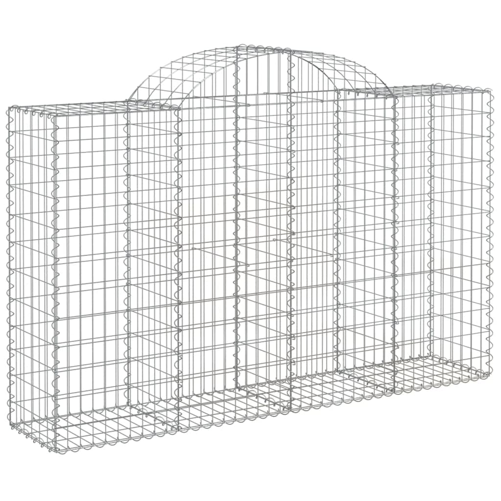 Kosze gabionowe łukowe 15 sztuk 200 x 50 x 120 / 140 cm ocynkowane żelazo do ogrodu, dźwiękochłonna bariera dekoracyjna ze wzmocnionymi haczykami i drutem 3,5 mm