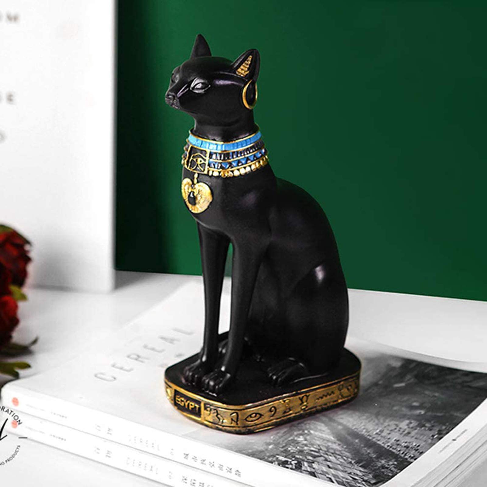 Ägyptische Katze Göttin Bastet Statue Dekofigur,alte exotische Haushalt Sammler Figur für Haus Zimmer Garten Ornament Exquisite Dekor,Schwarz,L