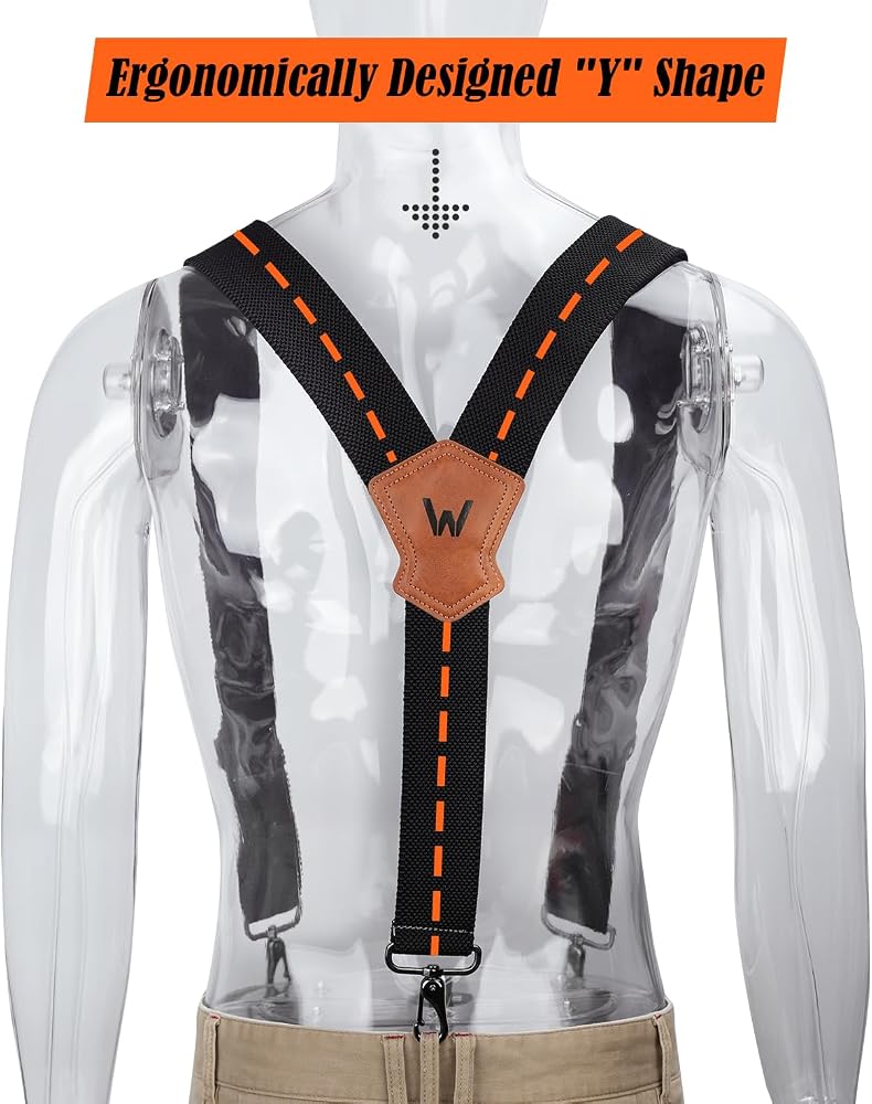 WELKINLAND Y-Back Elastic Suspenders, Heavy-Duty Mens Suspenders