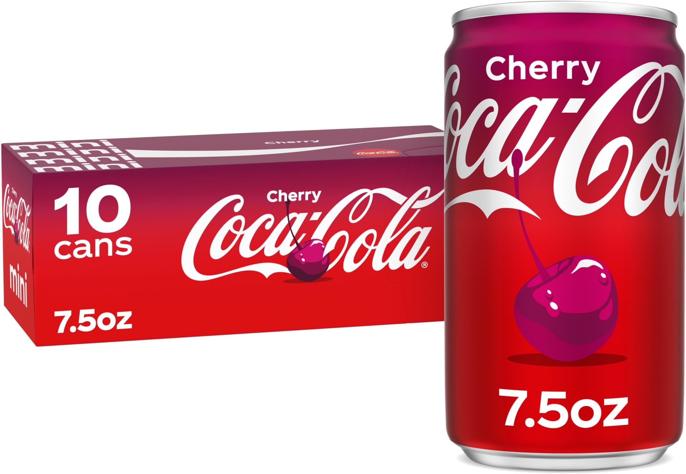 Coca-Cola Cherry Soda Soft Drink Fridge Pack Mini Cans, 7.5 fl oz, 10 Pack