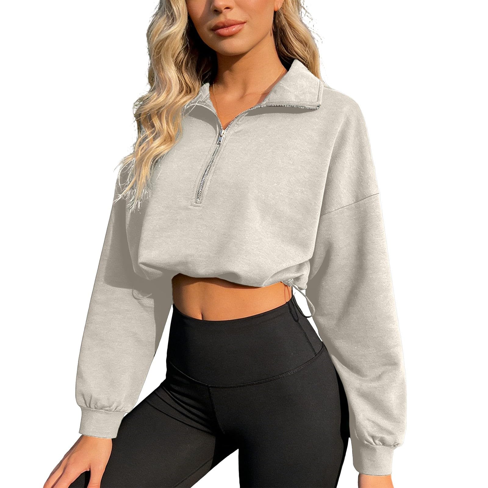 Sudadera Informal de Moda con Media Cremallera y Cuello para Mujer Tallas Grandes Corte Entallado Manga Larga Prenda Exterior Elegante y cómoda