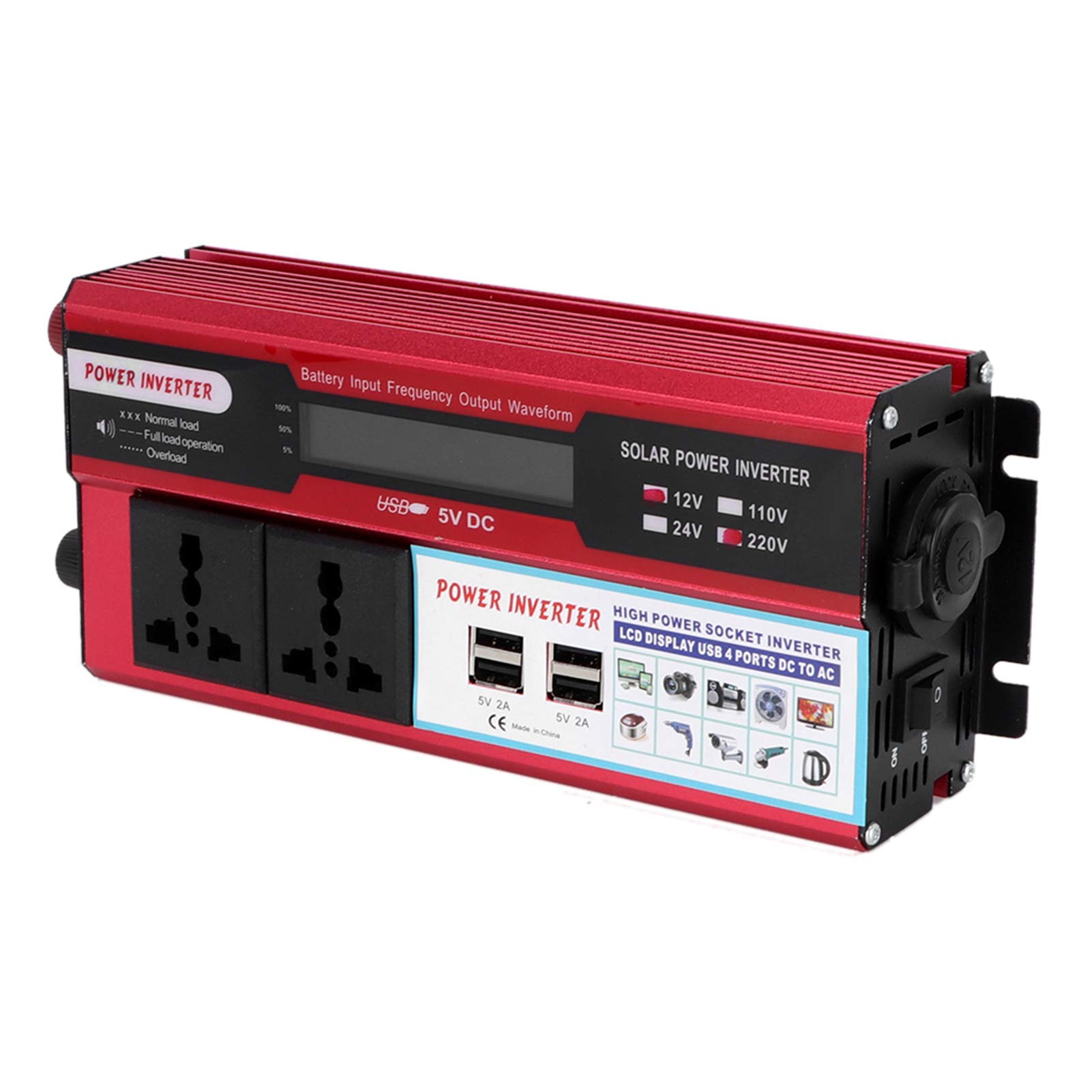 Convertitore di Energia Solare da 750 W Convertitore di Onde Portatile per Campeggio All'aperto in Lega di Alluminio