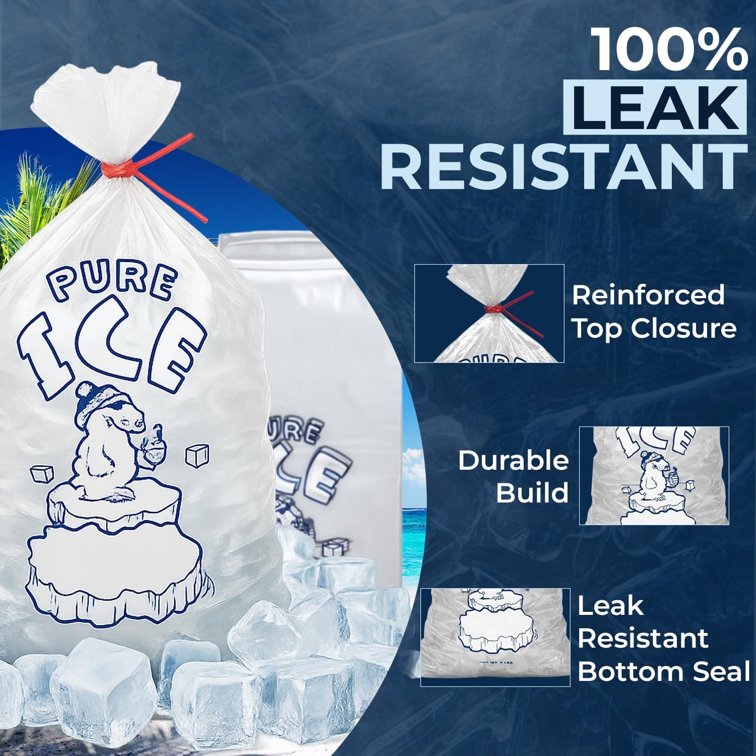 Ice Bags 10 lb, 1000 Count – Wicketed with Twist Ties – Bulk Ice Bags for Ice Machines & Commercial Use – Fits Ice Bagger Machines – Plastic Wicket – By Interplas
