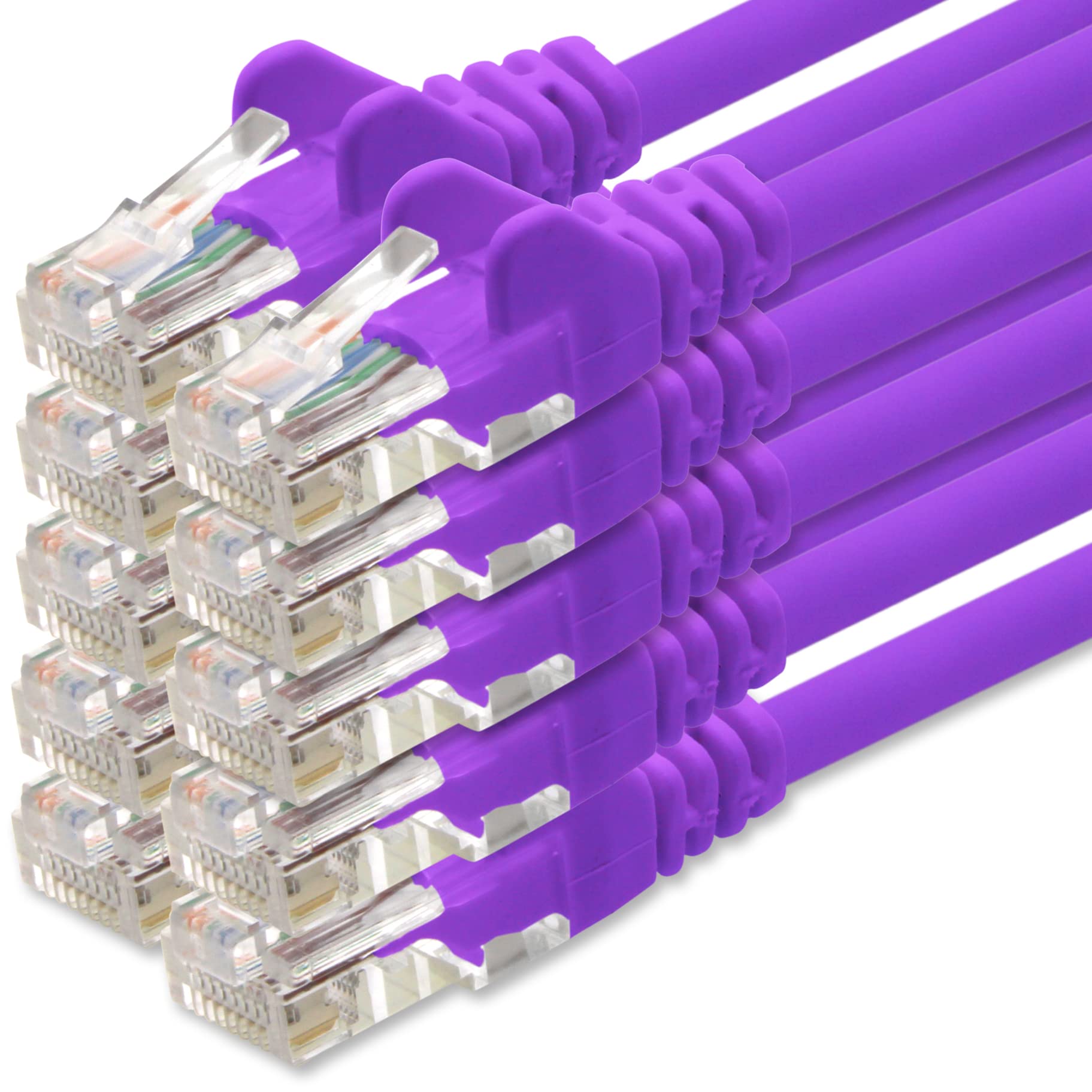 1aTTack.de 0,5m Cavo di Rete viola - 10x - Cat.6 Ethernet Gigabit Lan RJ45 10 100 1000 Mbit s - Cavo Patch UTP compatibile con Cat.5 Cat.5e Cat.7 Cat.8 - viola - 10x - 0,5m