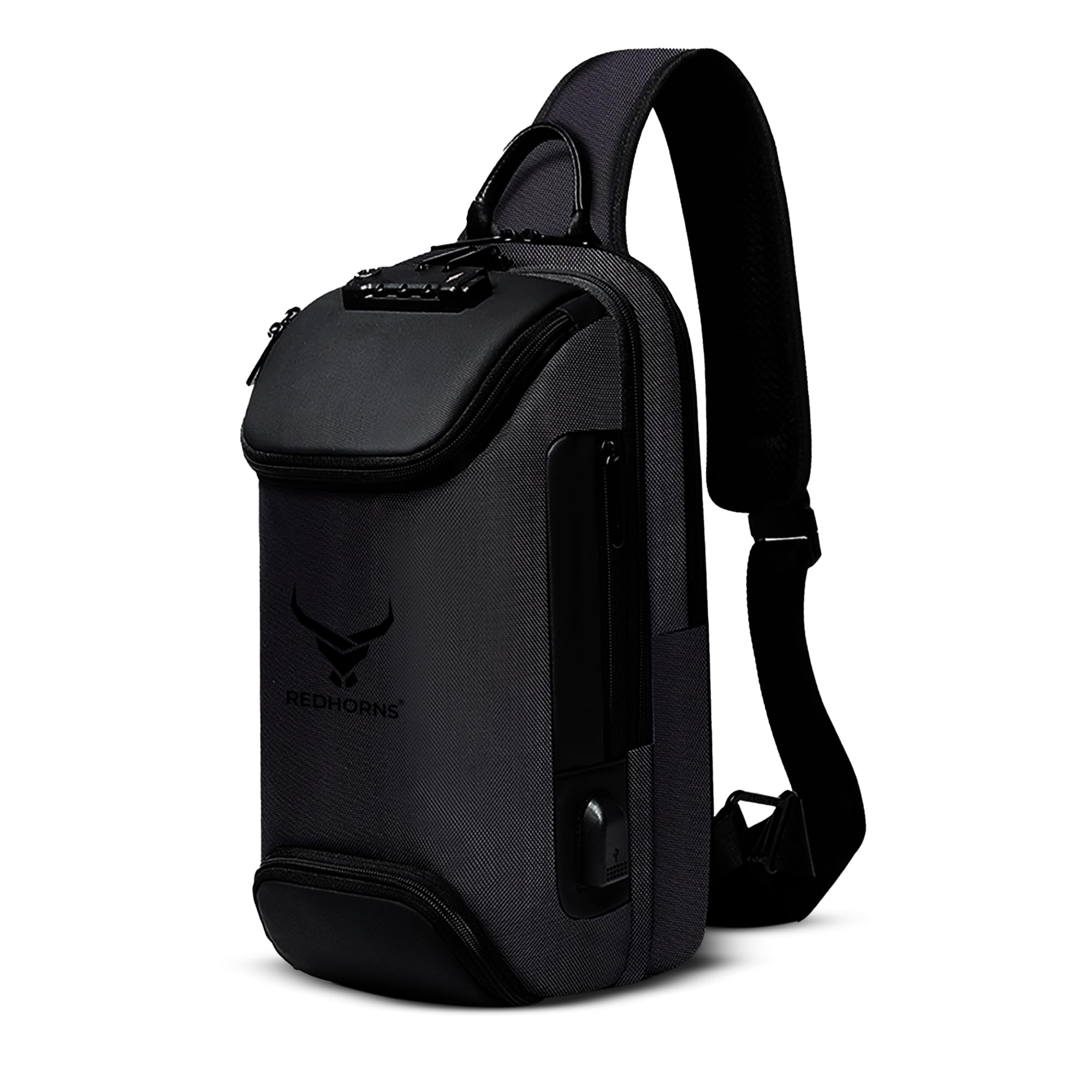 redhorns Waterproof Crossbody Chest Bag for Men & Women with USB Charging Port Unisex Design Anti-Theft Number Lock Shoulder Bag, Sling Bag Backpack for Travel (Black)-picture-17