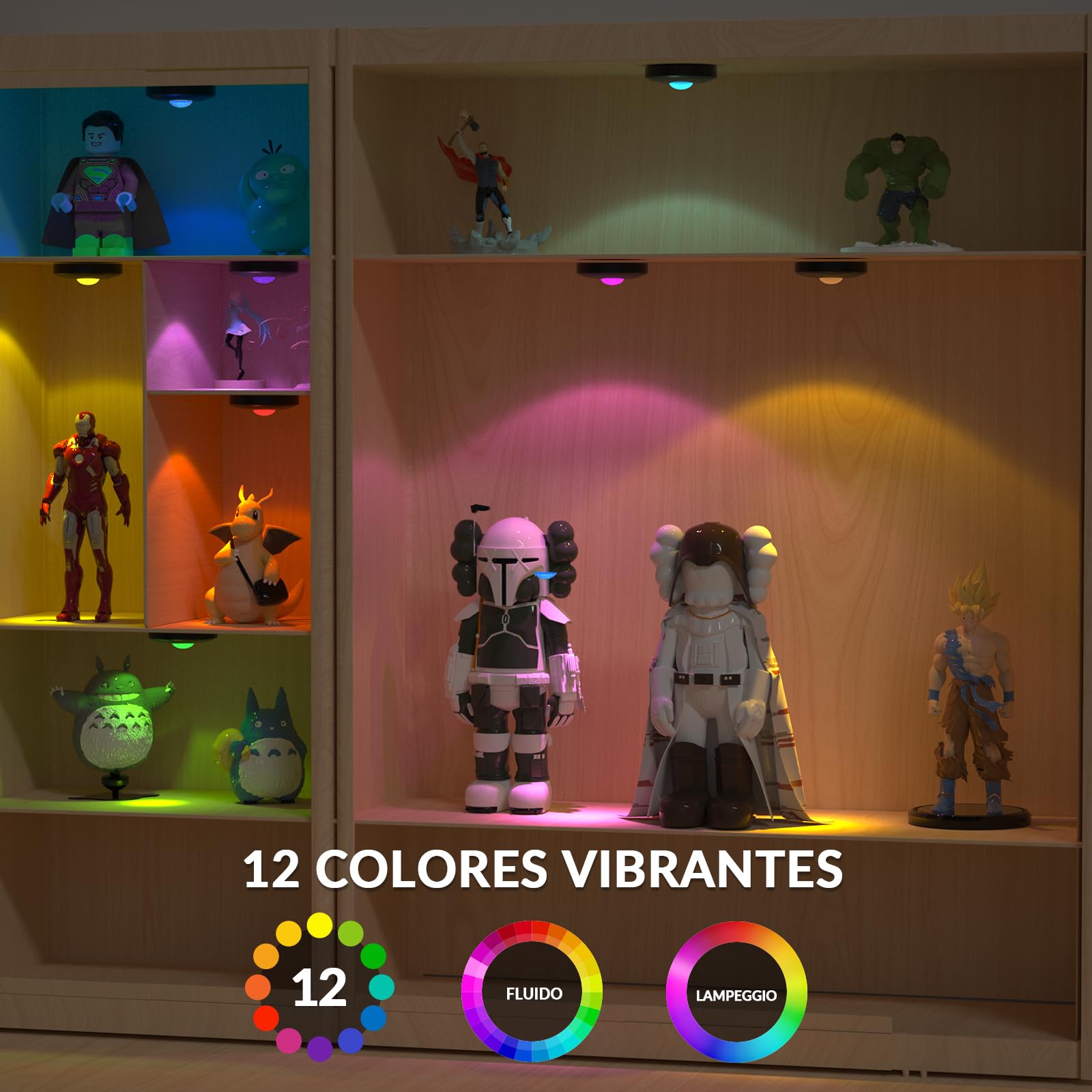 3 Pezzi Luce per Quadri Senza Fili con Telecomando Luci per Quadri Senza Fili Ricaricabili con Timer, 12 colori RGB LED Luce per Quadri a Batteria, Magnetic Painting Light per Cornici Cucine Vetrina