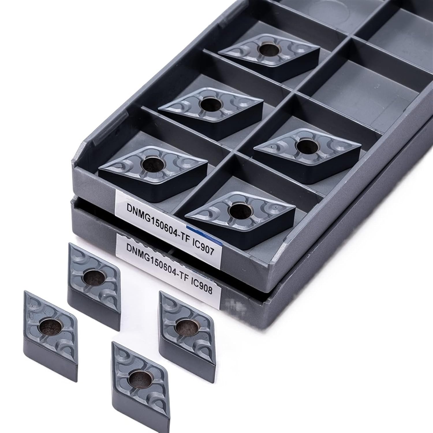 Indexable Carbide Lathe Tool 10PCS CNC Lathe Milling Carbide Blade DNMG150604-TF IC907 IC908 Cutting Fittings Turning Tool(DNMG150604-TF IC907)