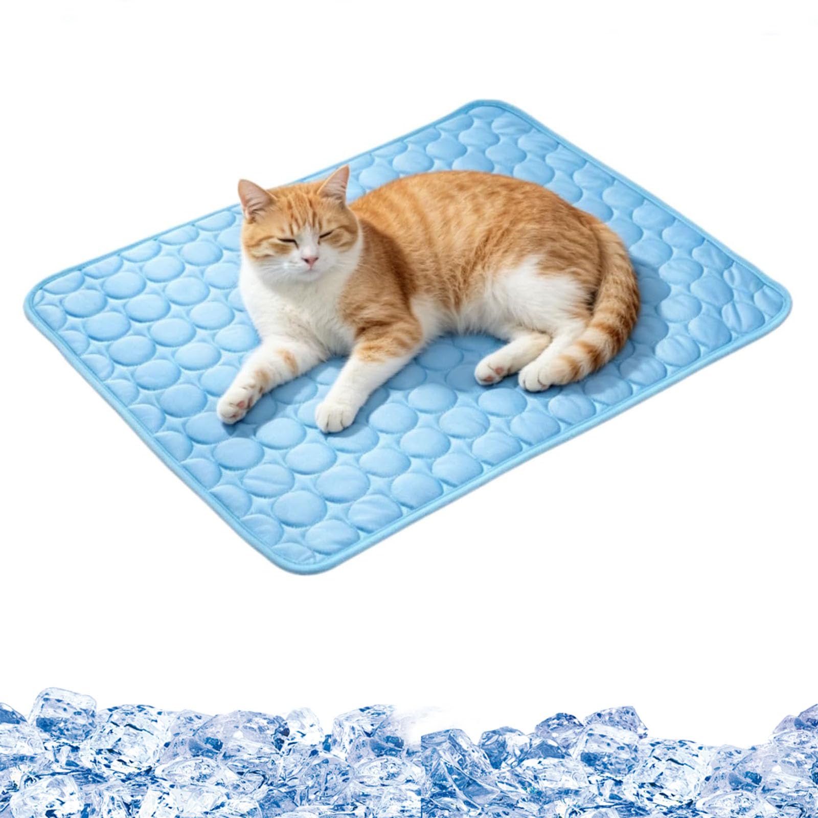 Cat Cooling Mat, 2026 New Pet Cooling Mat for Cats, Portable & Washable Ice Silk Cooling Mat for Dogs & Cats (Blue,Medium)