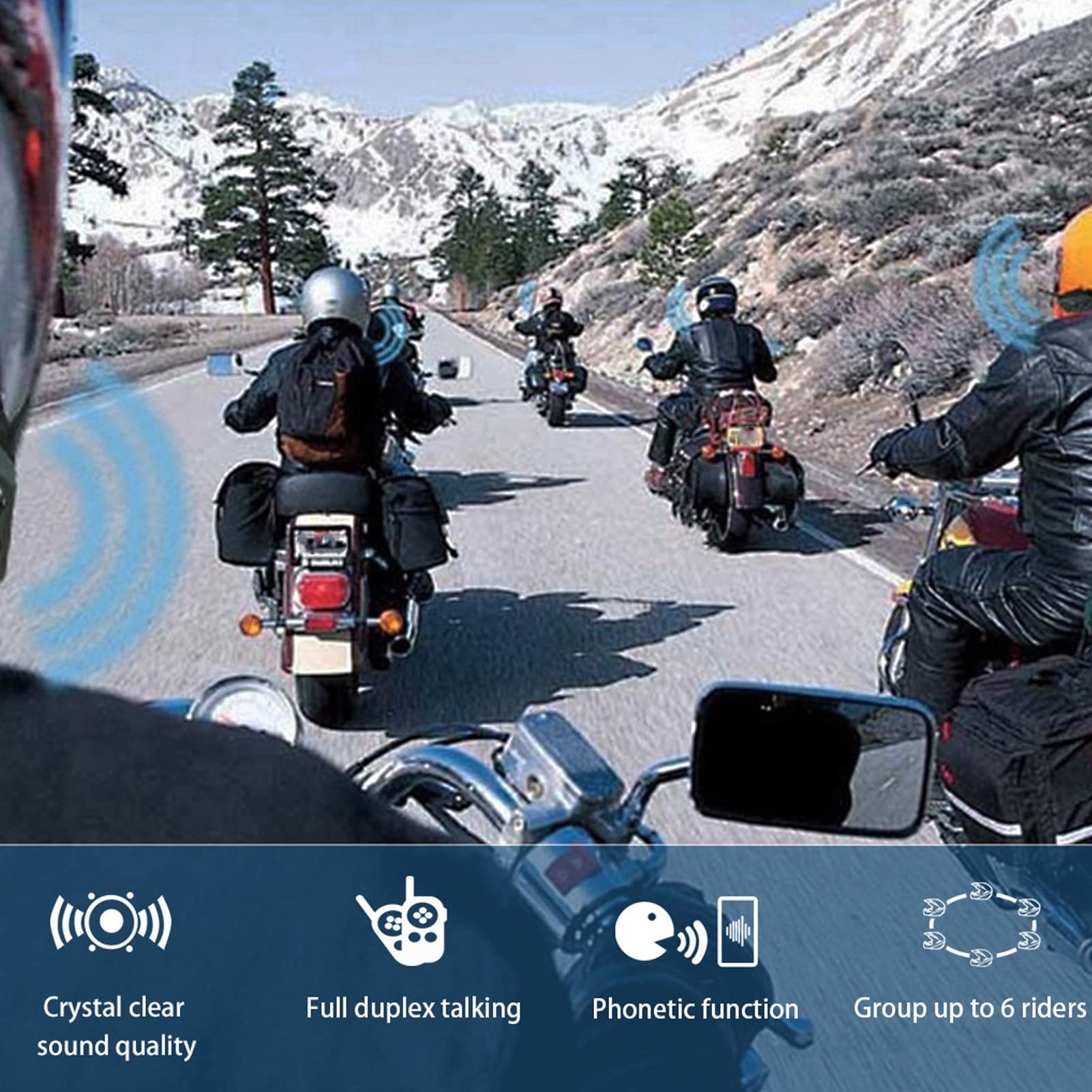 Motocyklowy zestaw słuchawkowy Bluetooth, obsługa parowania 6 osób 2 osoby rozmawiające z automatycznym odbieraniem połączeń, 00 800 M/1968 2624Ft Odległość Bezprzewodowy zestaw słuchawkowy do kasku N