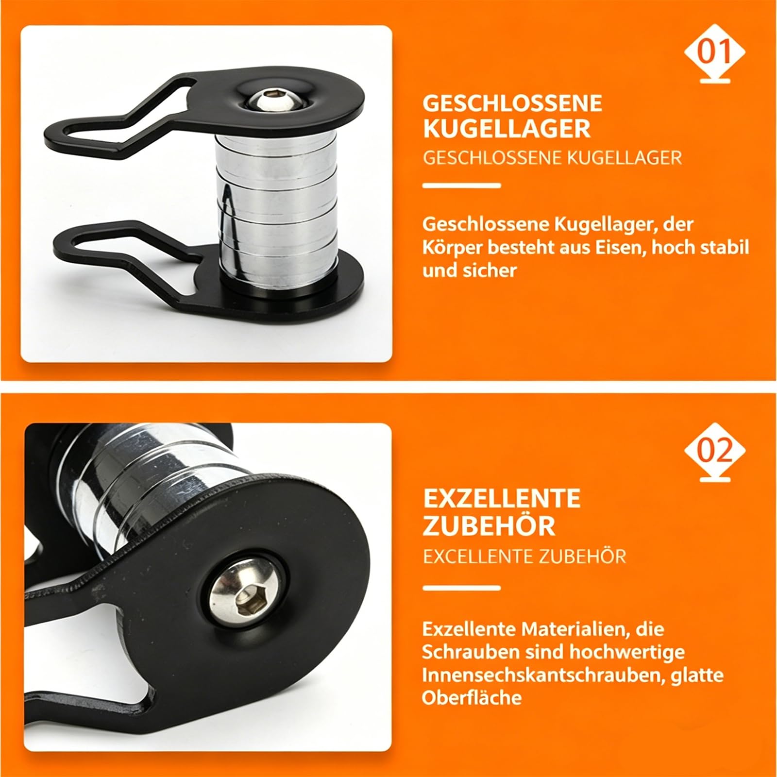 Seilrolle Slackline mit Karabiner, Slackline Seilrutsche Set, Slacklines Rolle Extrem Belastbar bis 100kg, Robuste Eisen-Gleitrolle für Indoor & Outdoor, Einfache Montage (2 PCS)